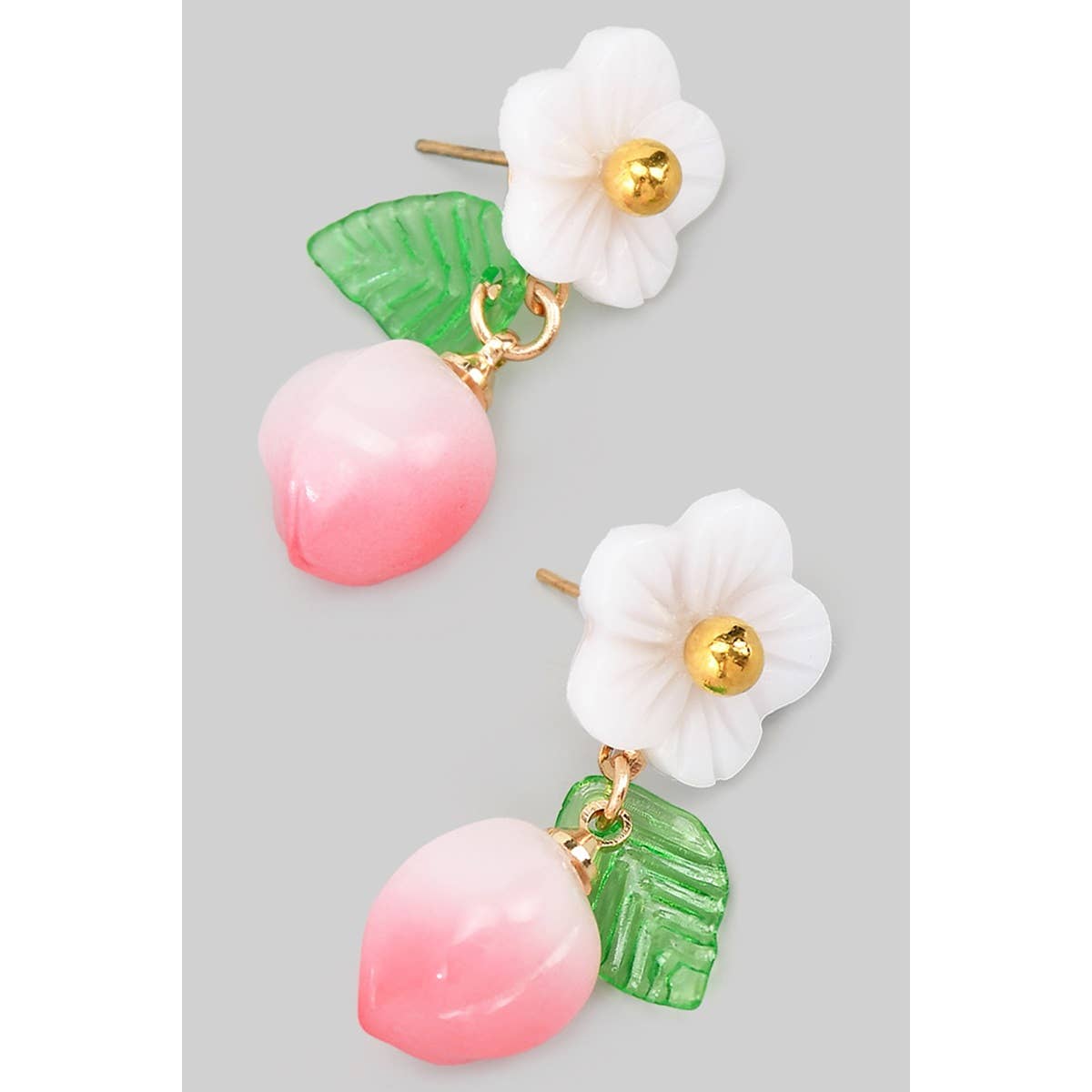 Girly • Stud Earrings, Flower & Peach