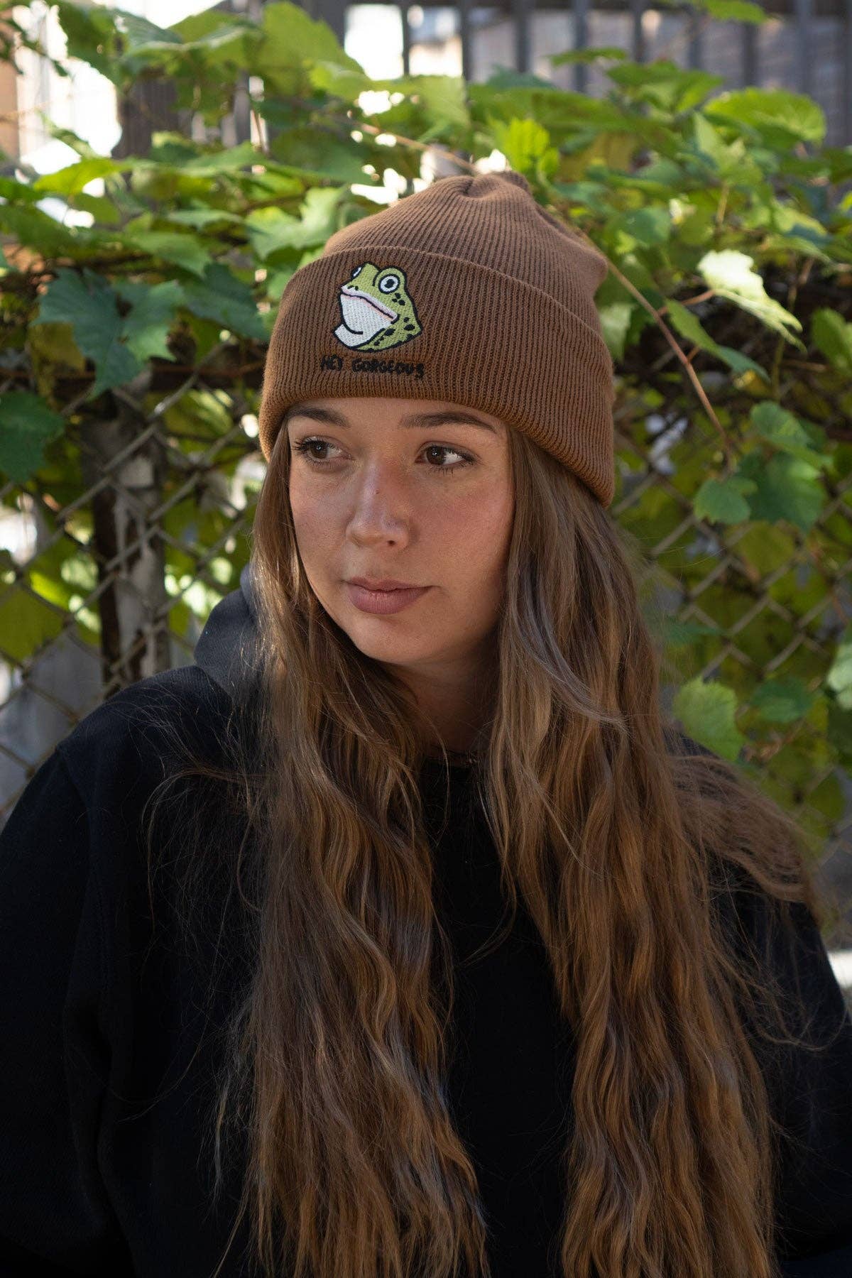 Stay Home Club • Hey Gorgeous (Frog) Beanie, Knit Toque with embroidery