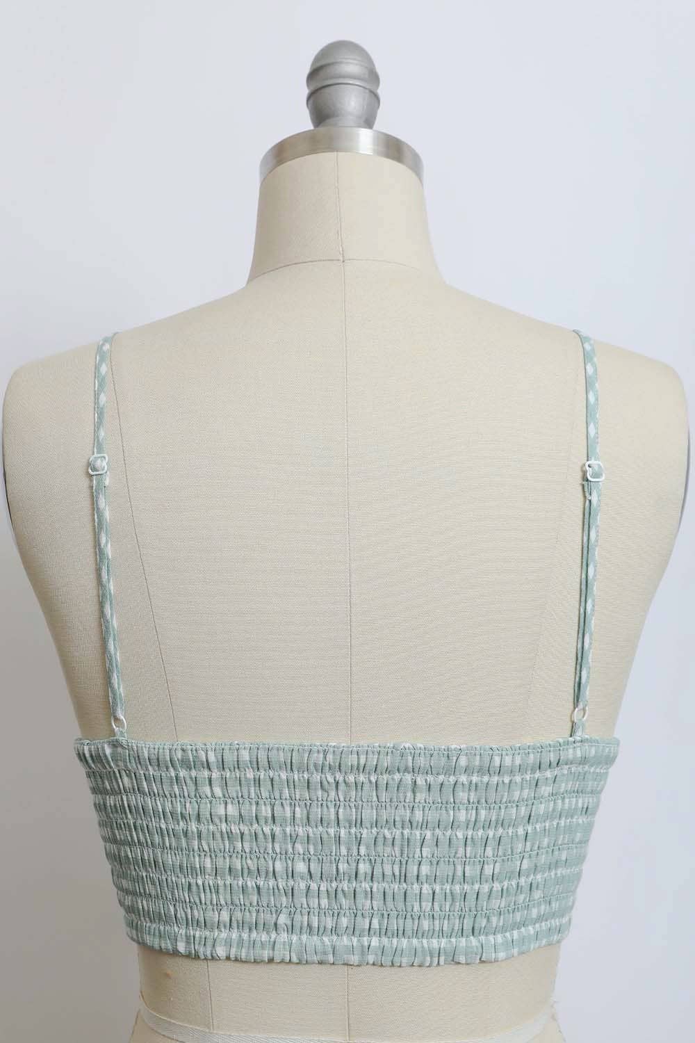Sage, Gingham Daisy Trim Bralette