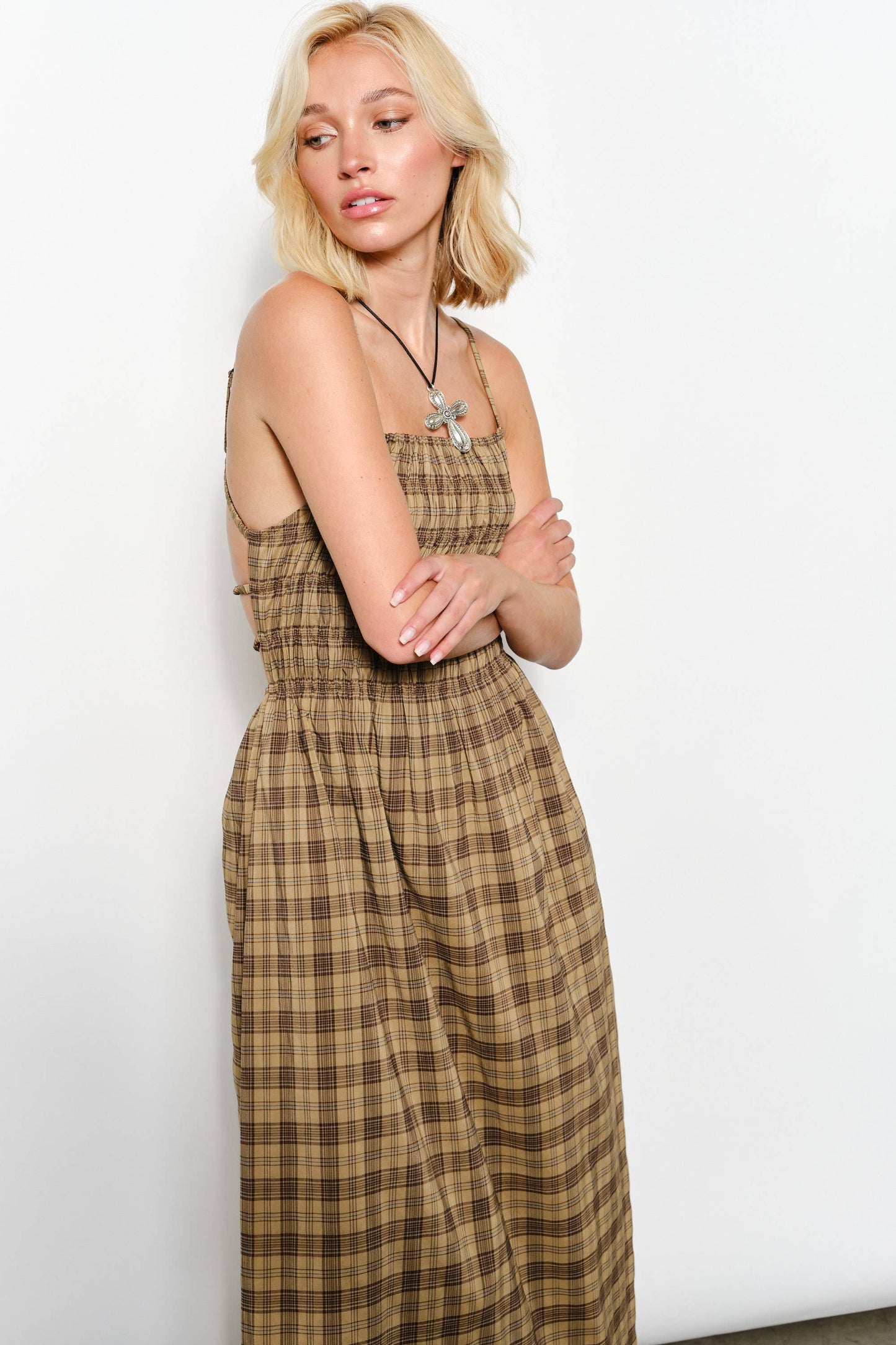 Pretty Garbage • Plaid Open Back Maxi Dress “NADIE”