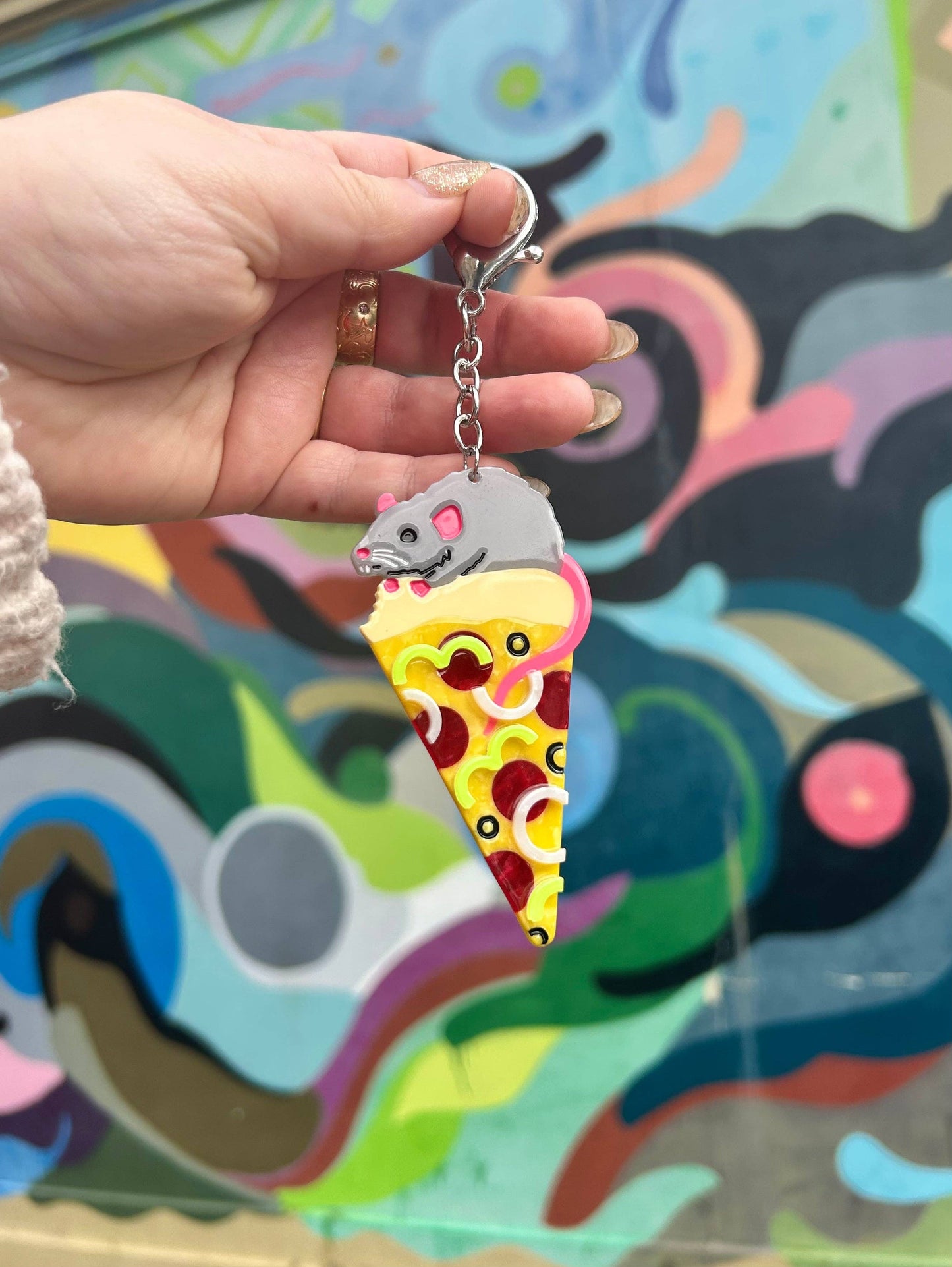 The Peach Fuzz • Pizza Rat Keychain