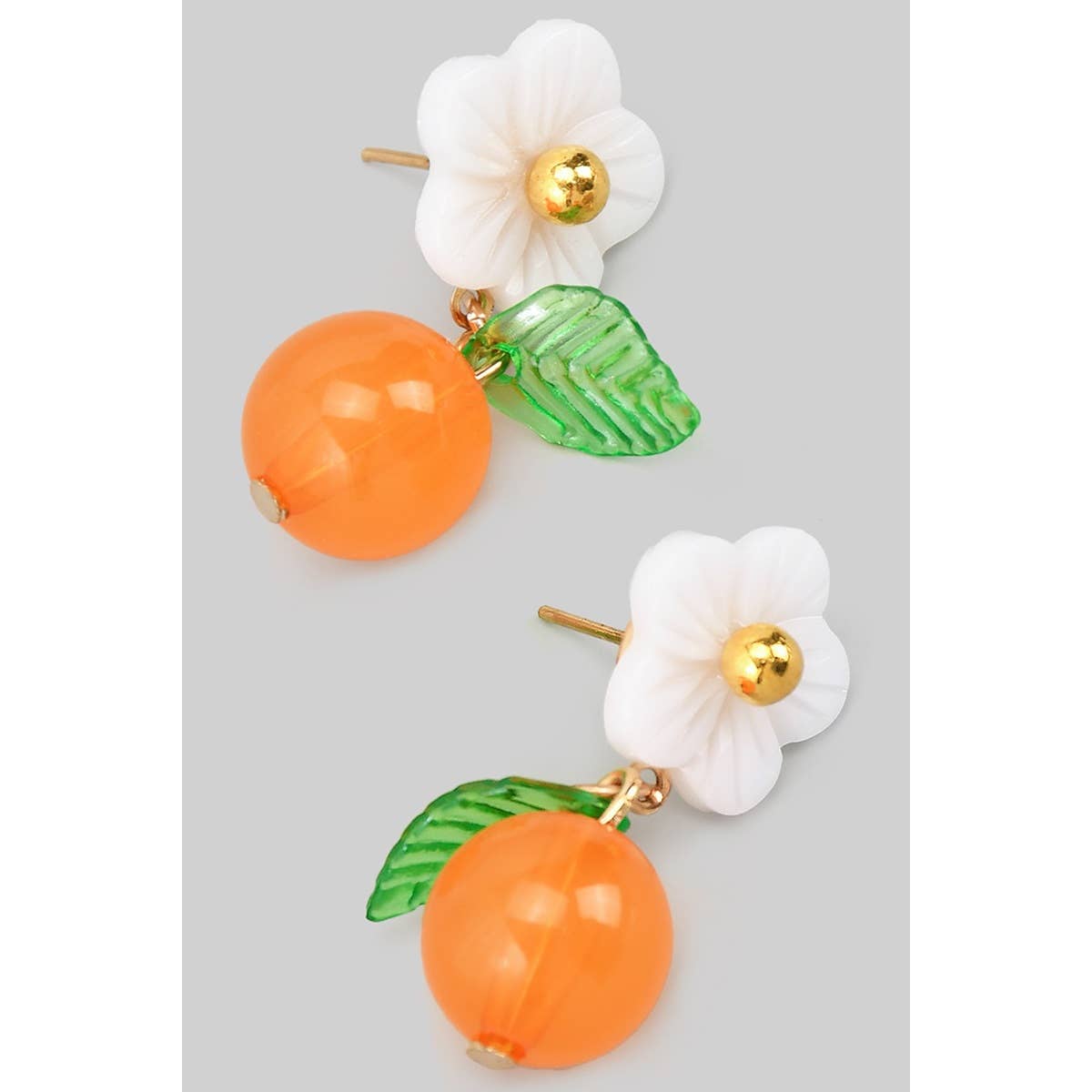 Girly • Stud Earrings, Flower & Orange