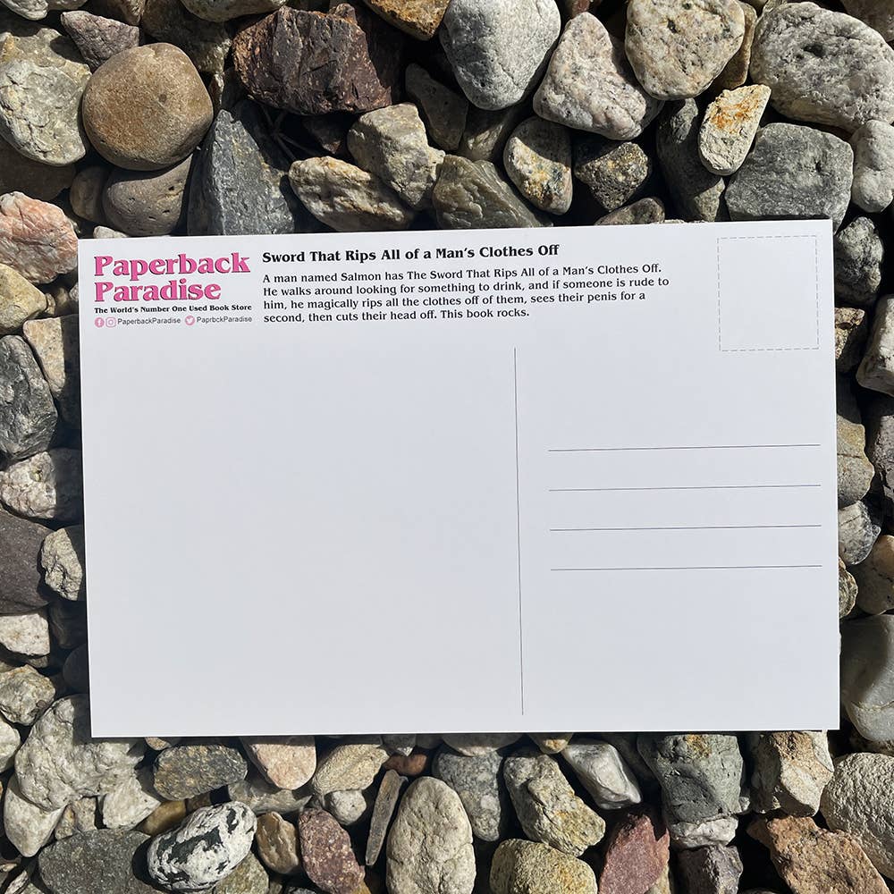 Sword That Rips All of a Man's Clothes Off Postcard