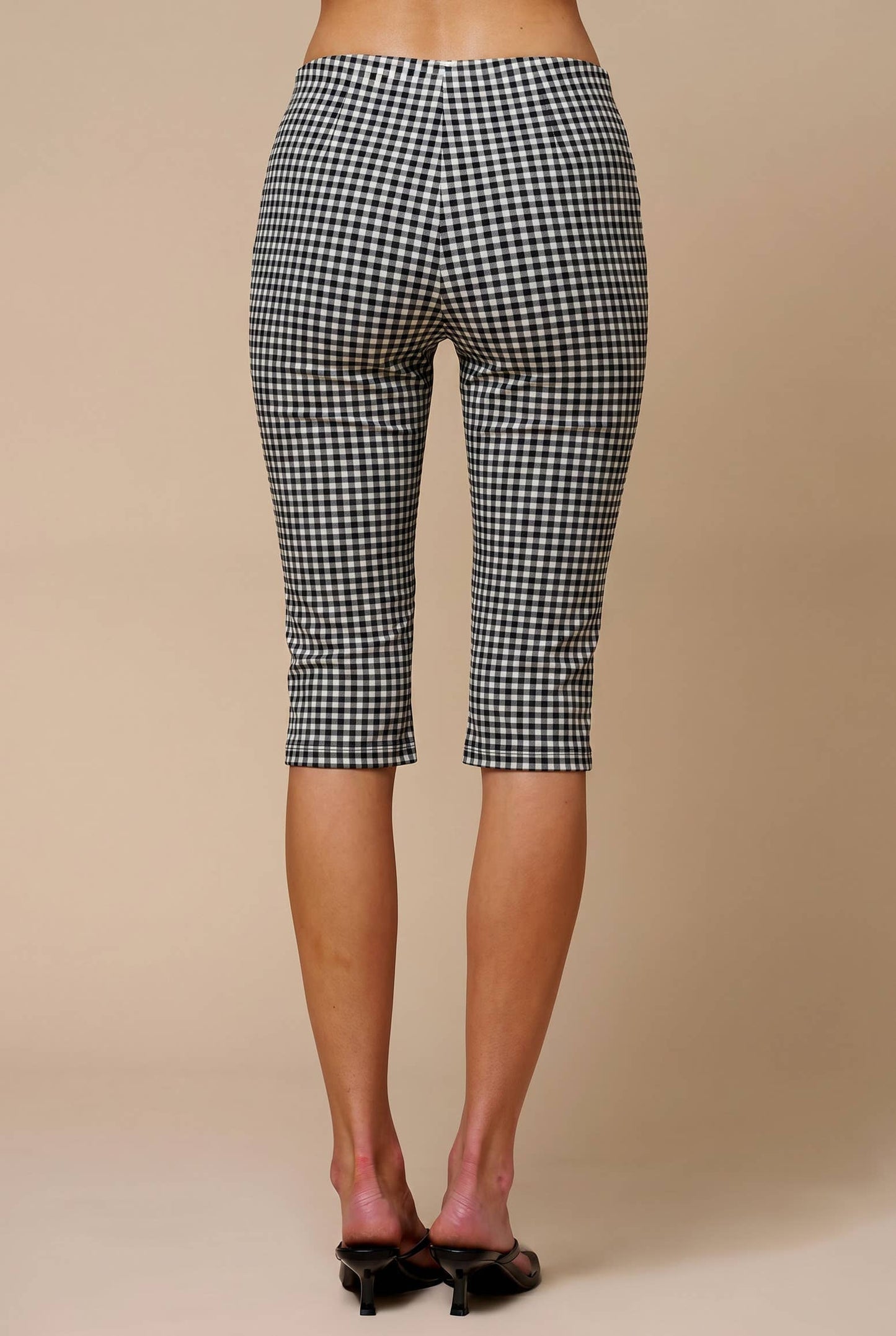 Gingham Print Black & White Capri Y2K Pants