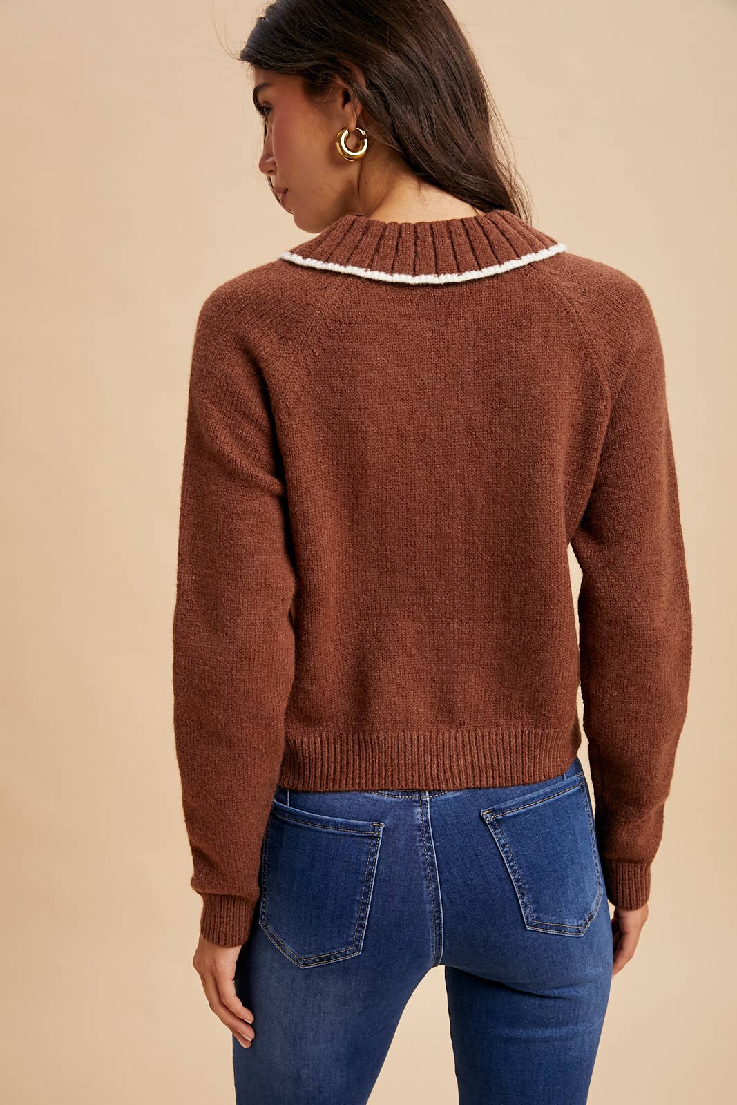 In Loom • Bunny Cottagecore Doll Collar Brown Chestnut Cardigan