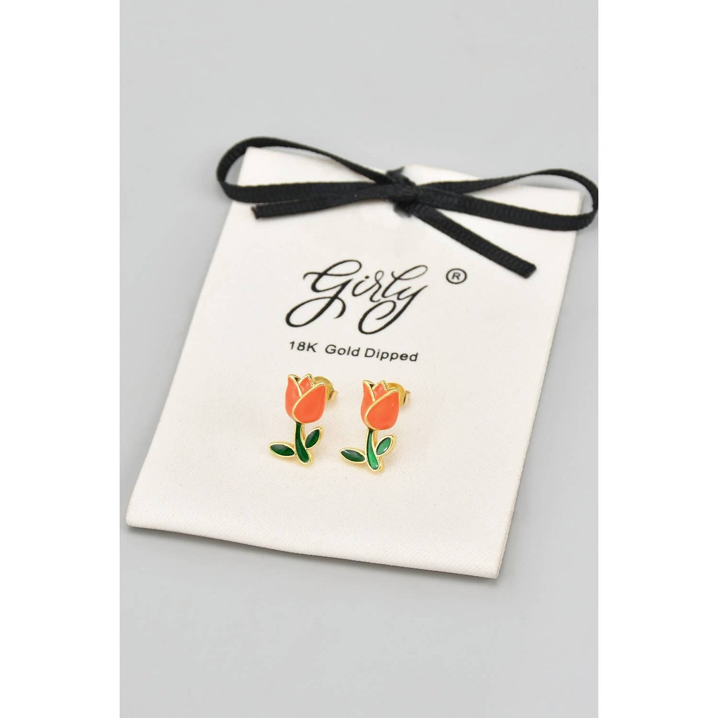 Girly • Stud Earrings, 18K Gold Dipped Tulips