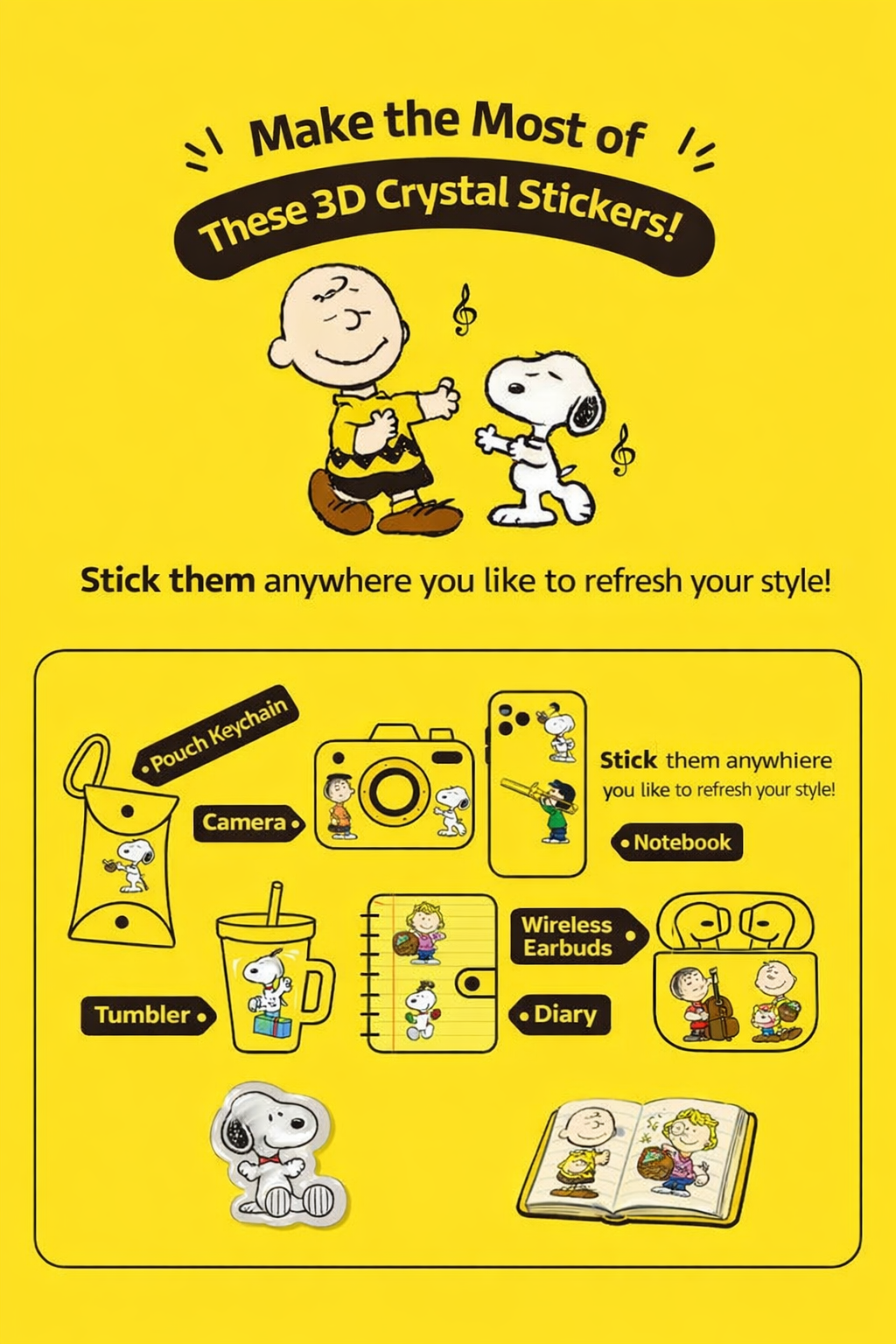 PEANUTS 3D Crystal Sticker – BonBon Drop Snoopy