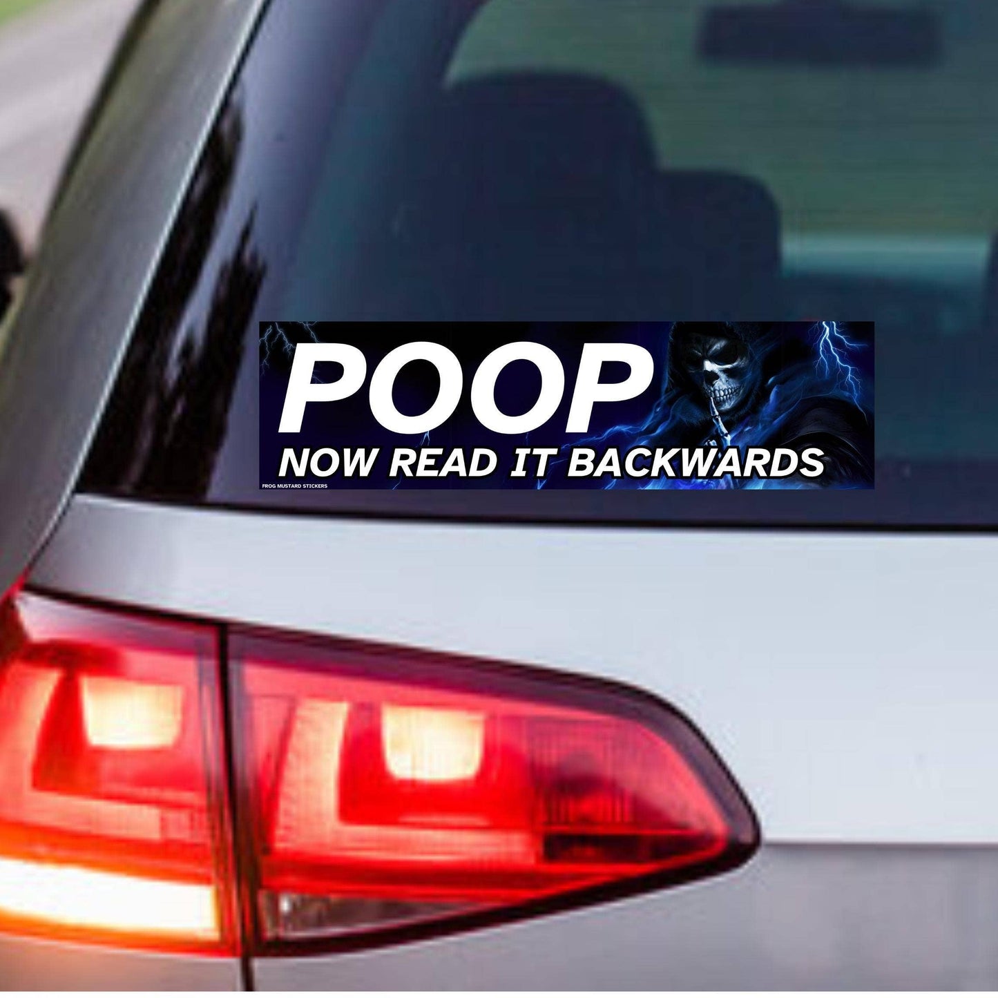 POOP Now Read it Backwards Bumper Sticker