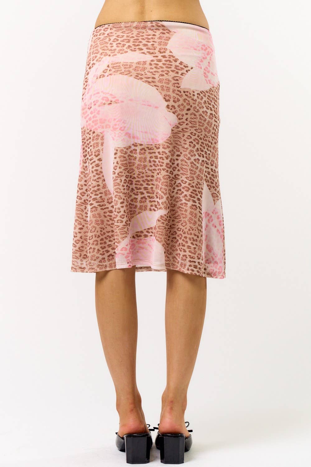 Leopard Floral Y2K Midi Skirt