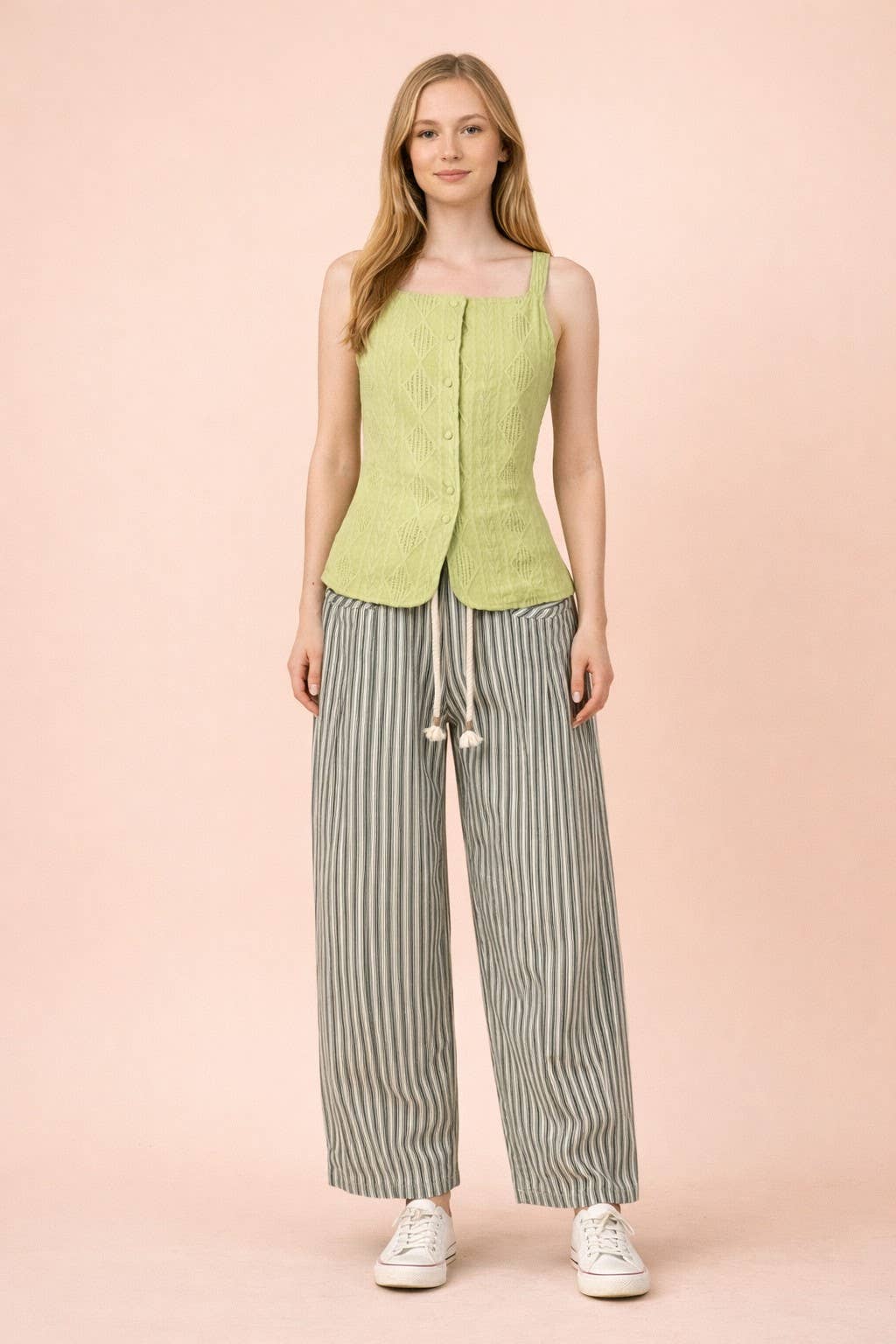 Striped Barrel Denim Pants