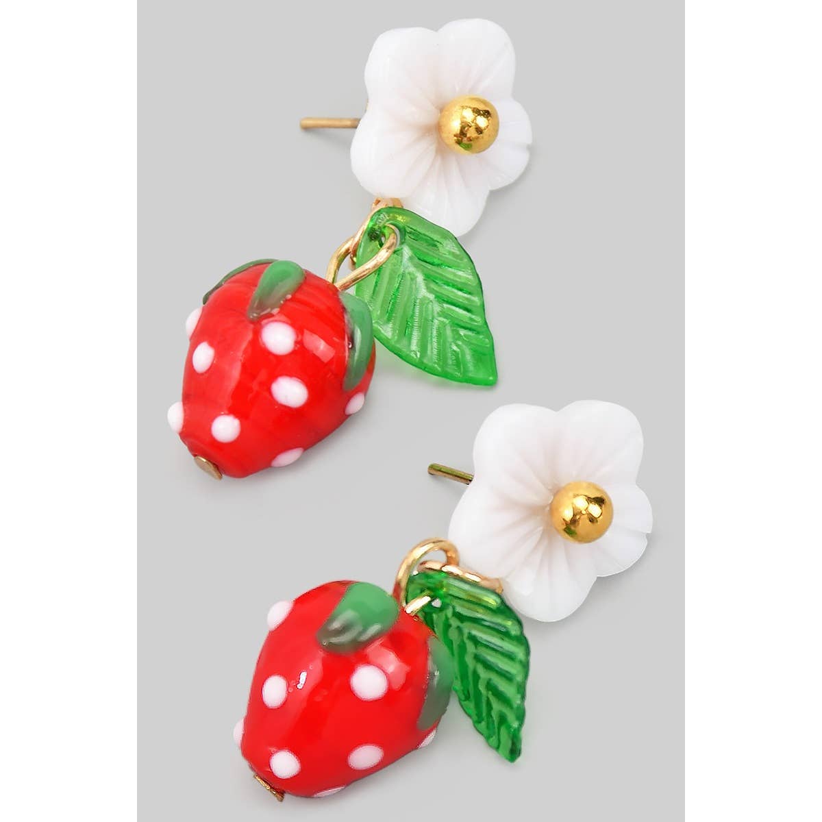 Girly • Stud Earrings, Flower & Strawberry