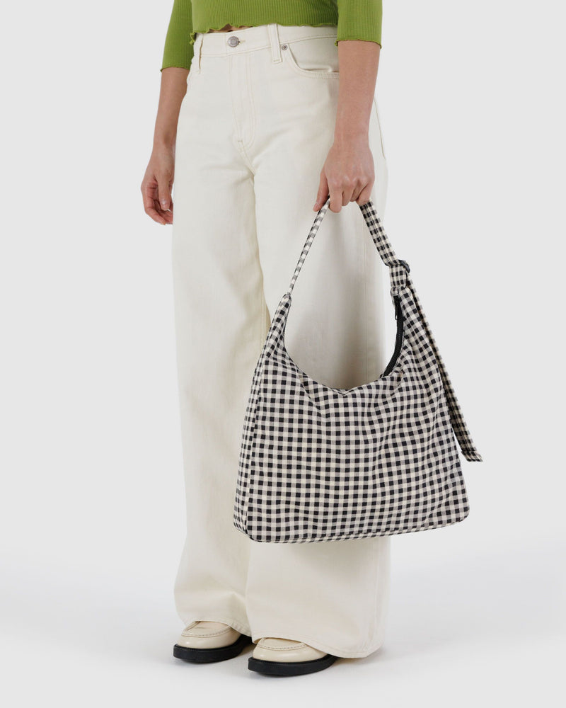 BAGGU • “Black And White Gingham” Nylon Shoulder Bag