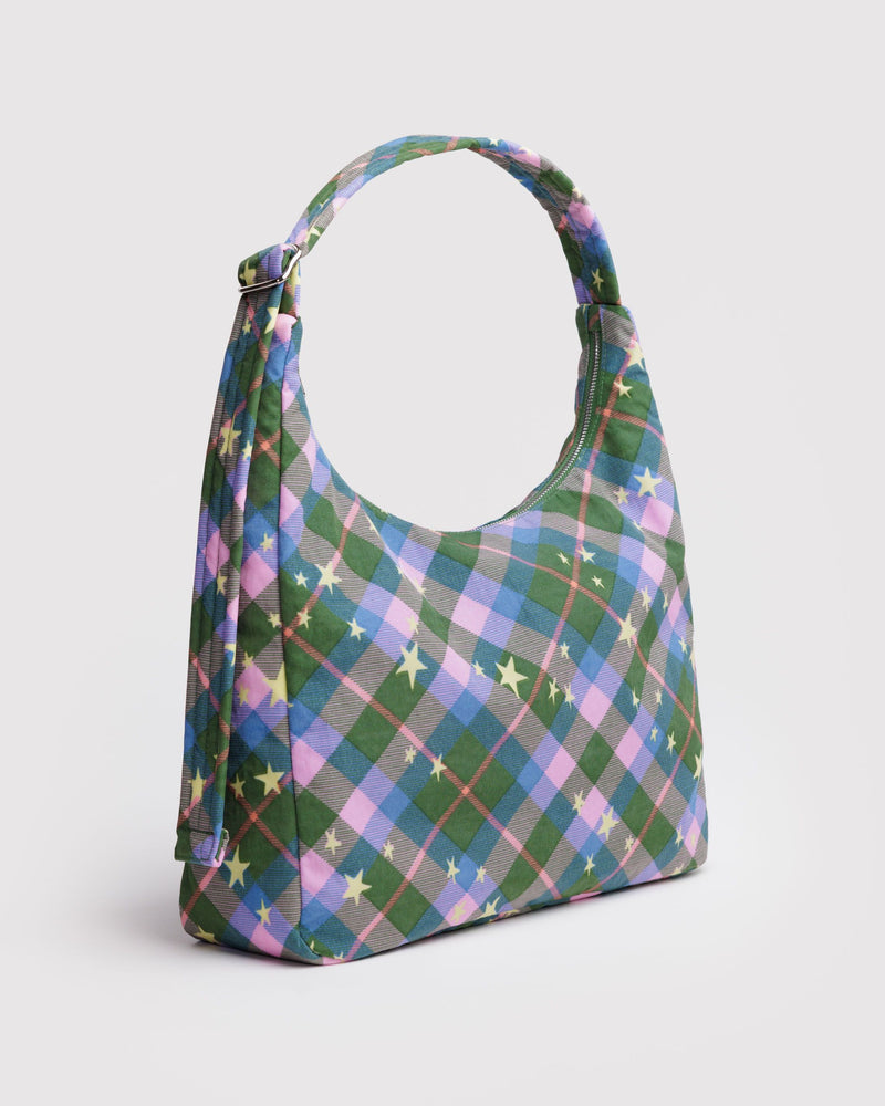 BAGGU • “Green Star Plaid” Nylon Shoulder Bag