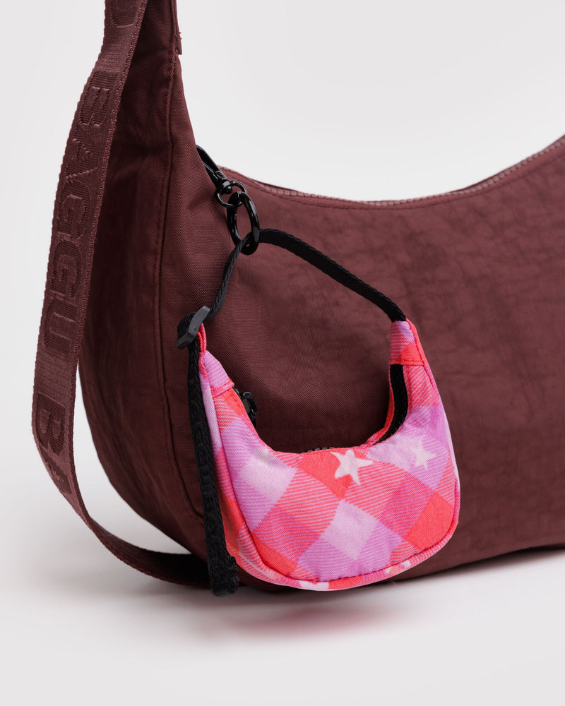 BAGGU • “Pink Star Plaid” Crescent Bag Charm
