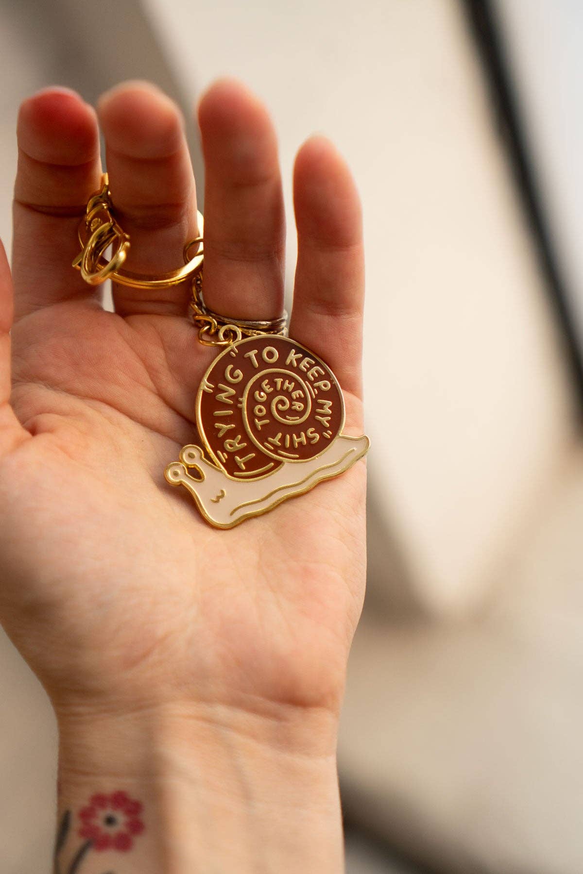 Stay Home Club • Trying Keychain | Funny Snail Enamel Keychain