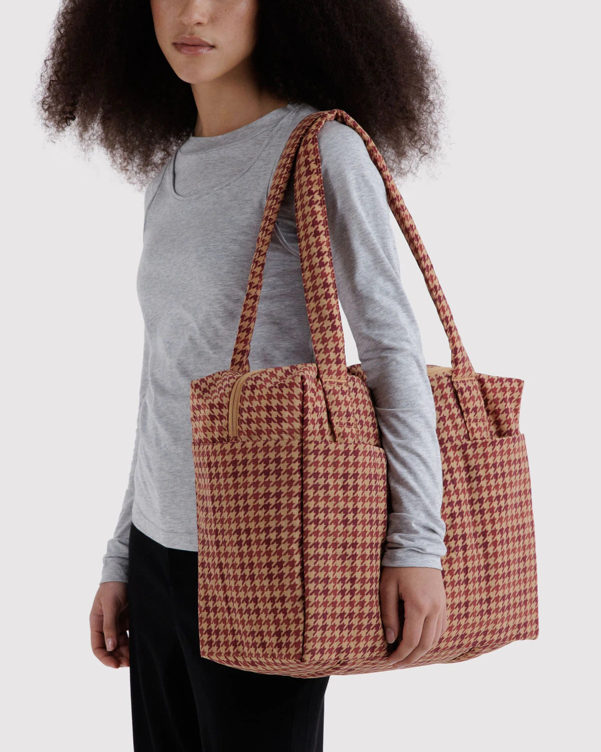 BAGGU • “Tan Houndstooth” Small Cloud Carry-On