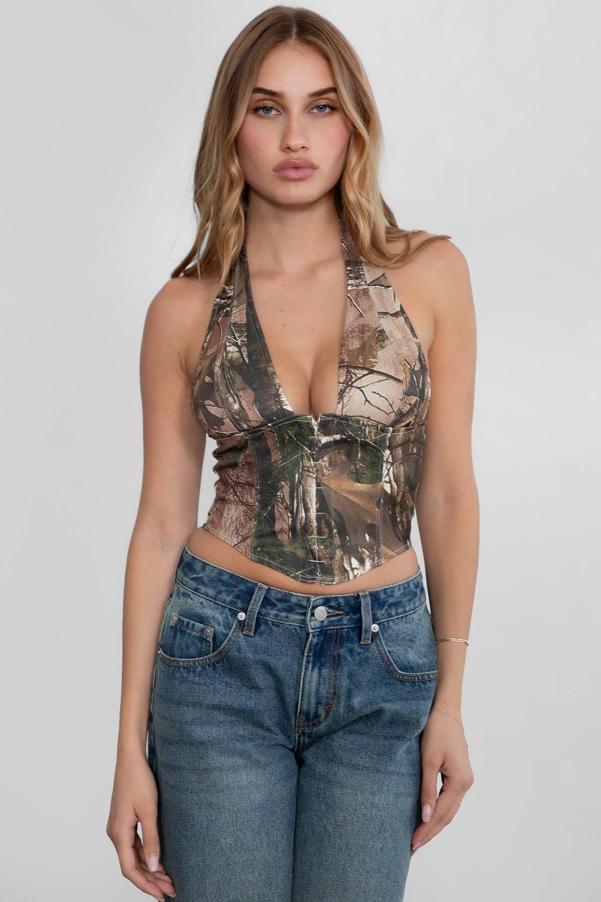 TICTOC • Camo Halter Bustier Corset Top “CAMOU”