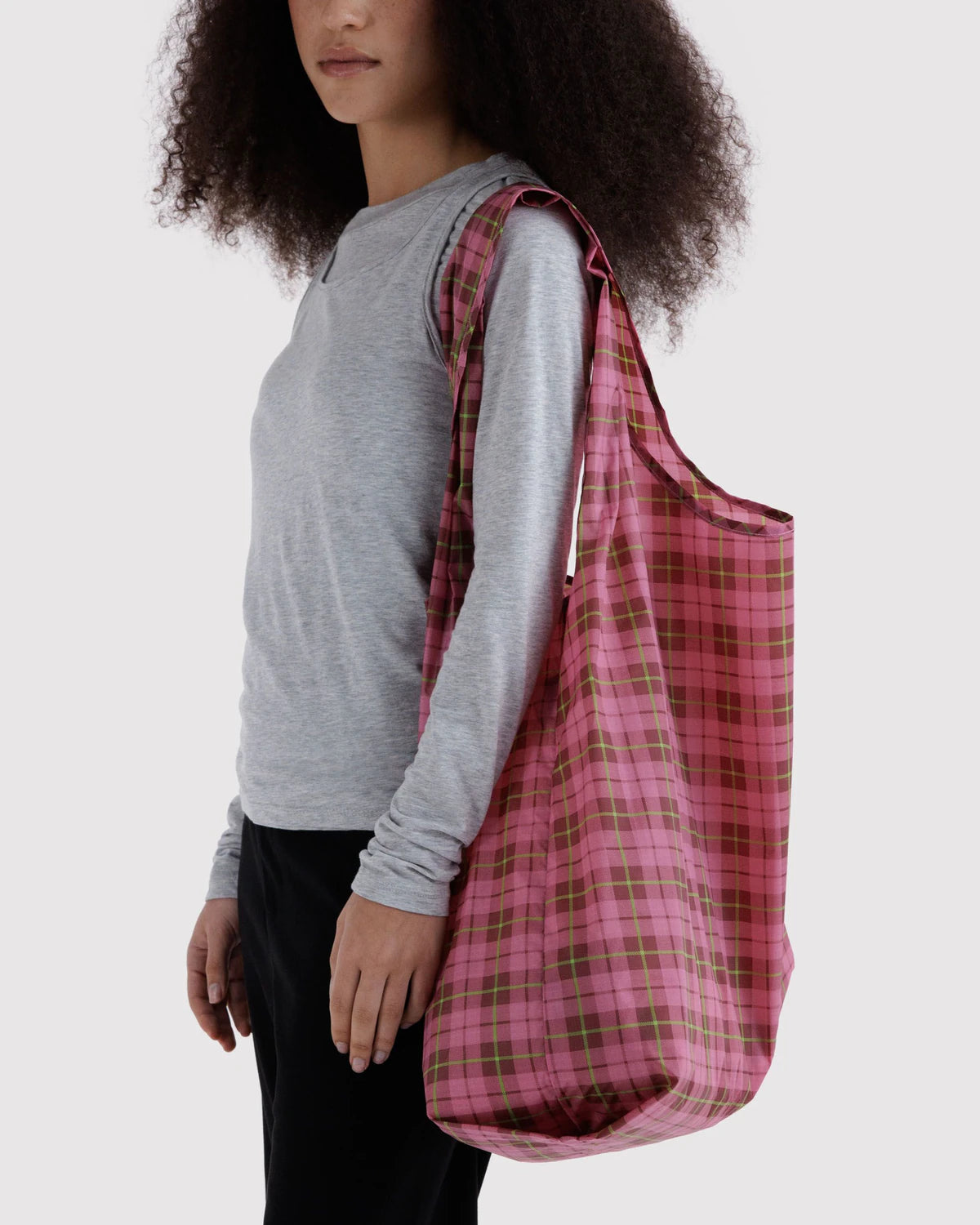 BAGGU • “Azalea Pink Tartan” Big Baggu