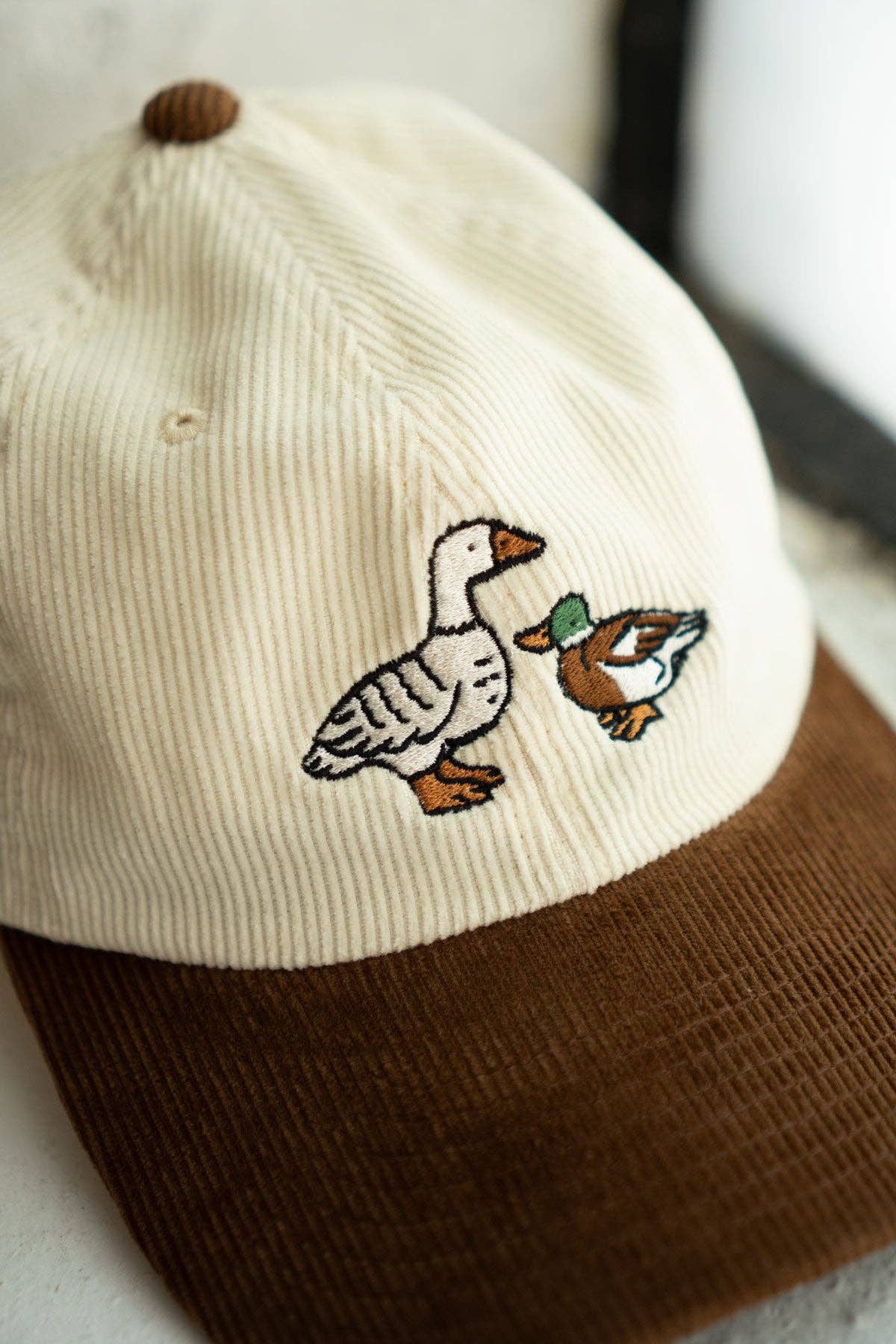Stay Home Club • Fowl Two-Tone Corduroy Dad Hat, Embroidered Cord Hat