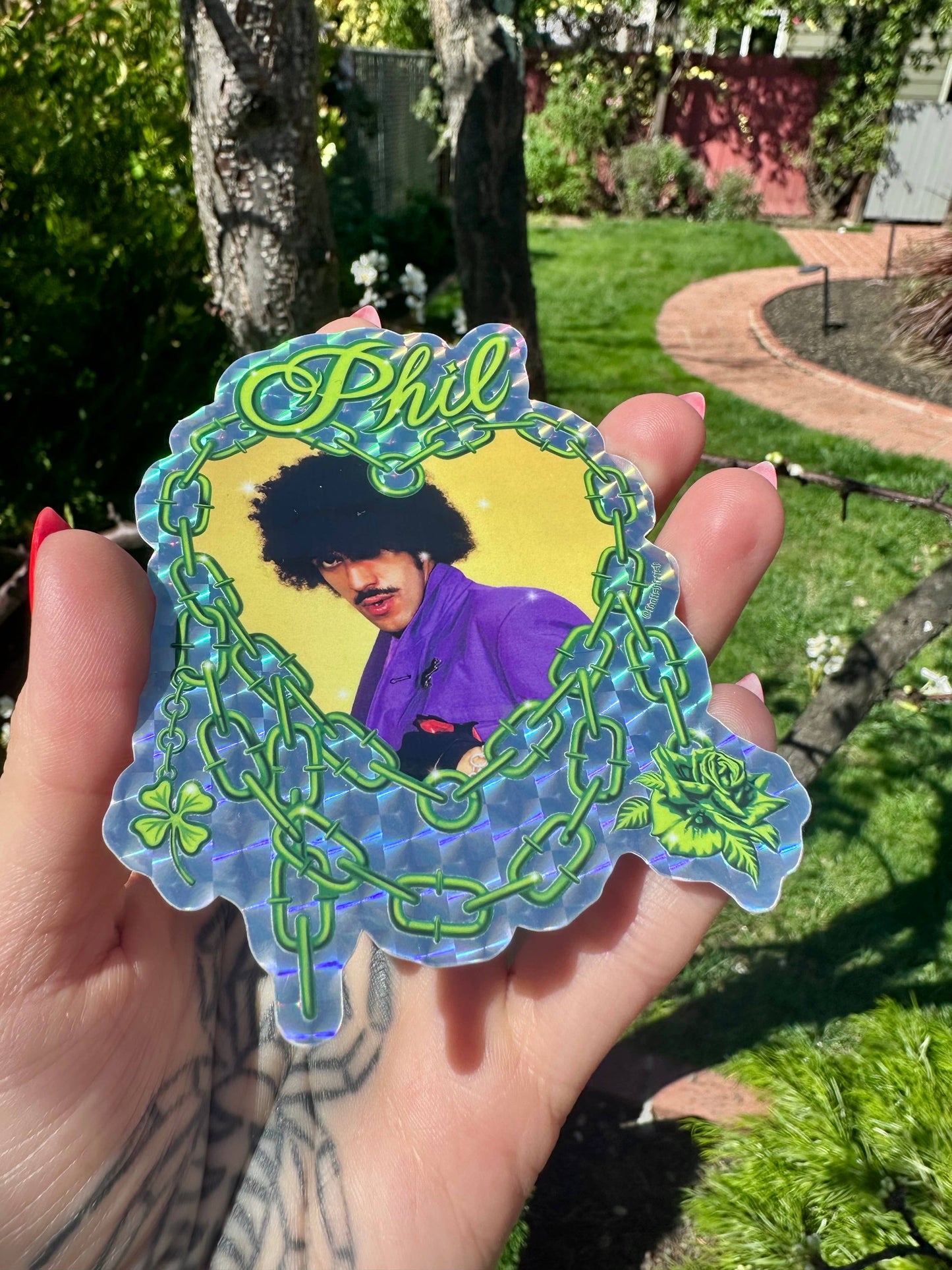 Foolish Fetish • Phil Love Thin Lizzy Holographic Chain Heart Sticker
