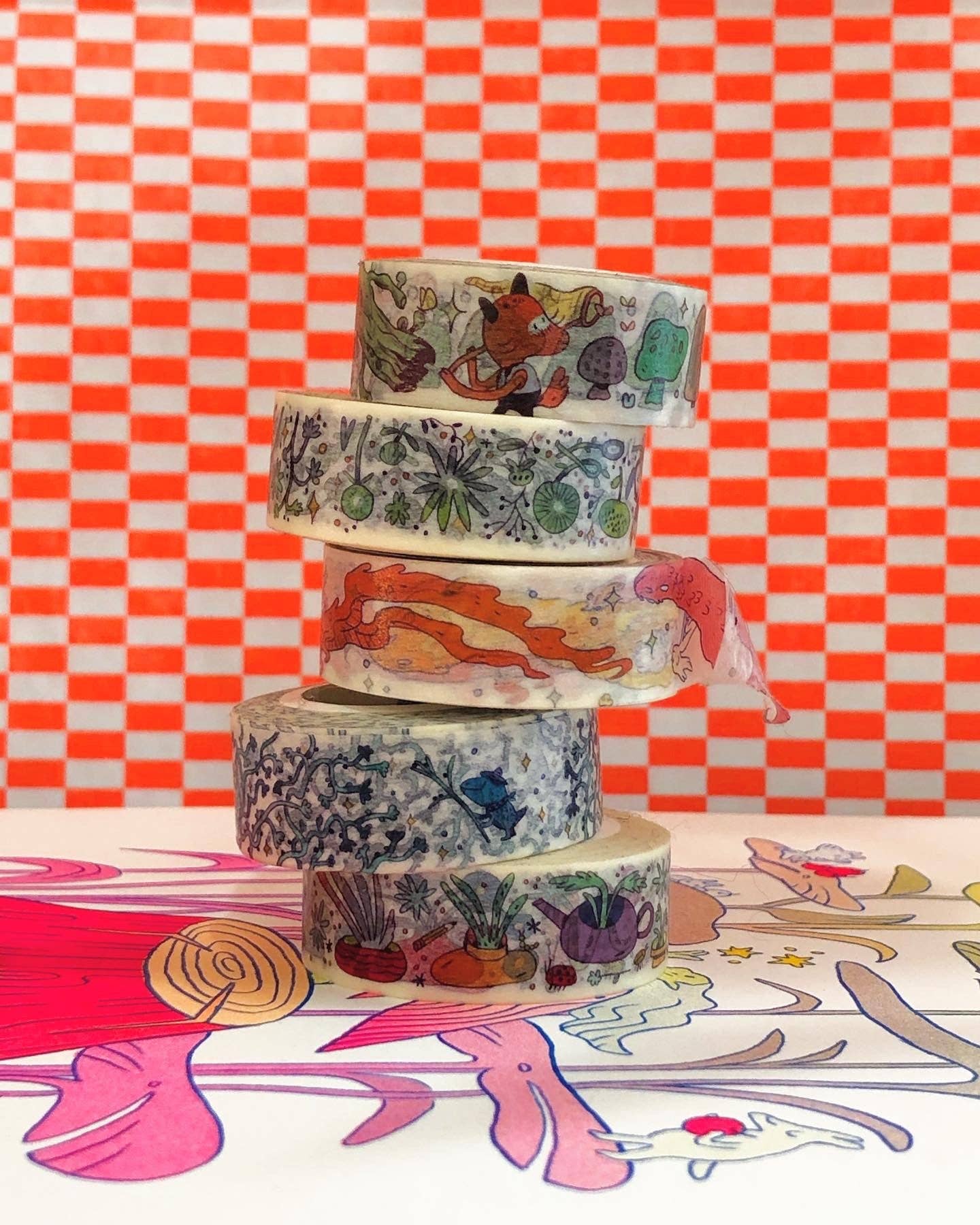 Natalie Anderson • Green and Purple Sleepy Flowers Washi Tape