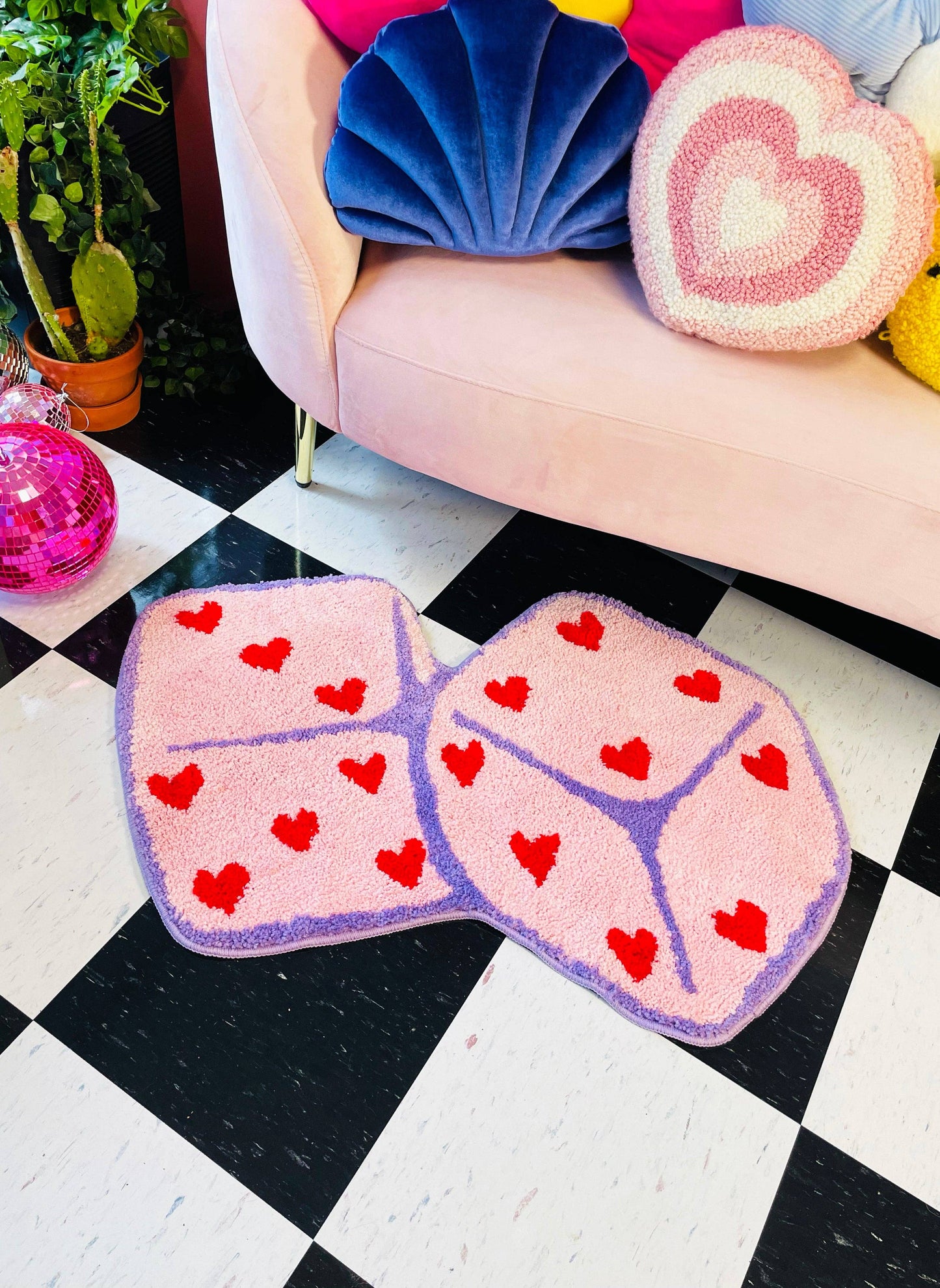 A Shop of Things • Pink Dice with Hearts Rug