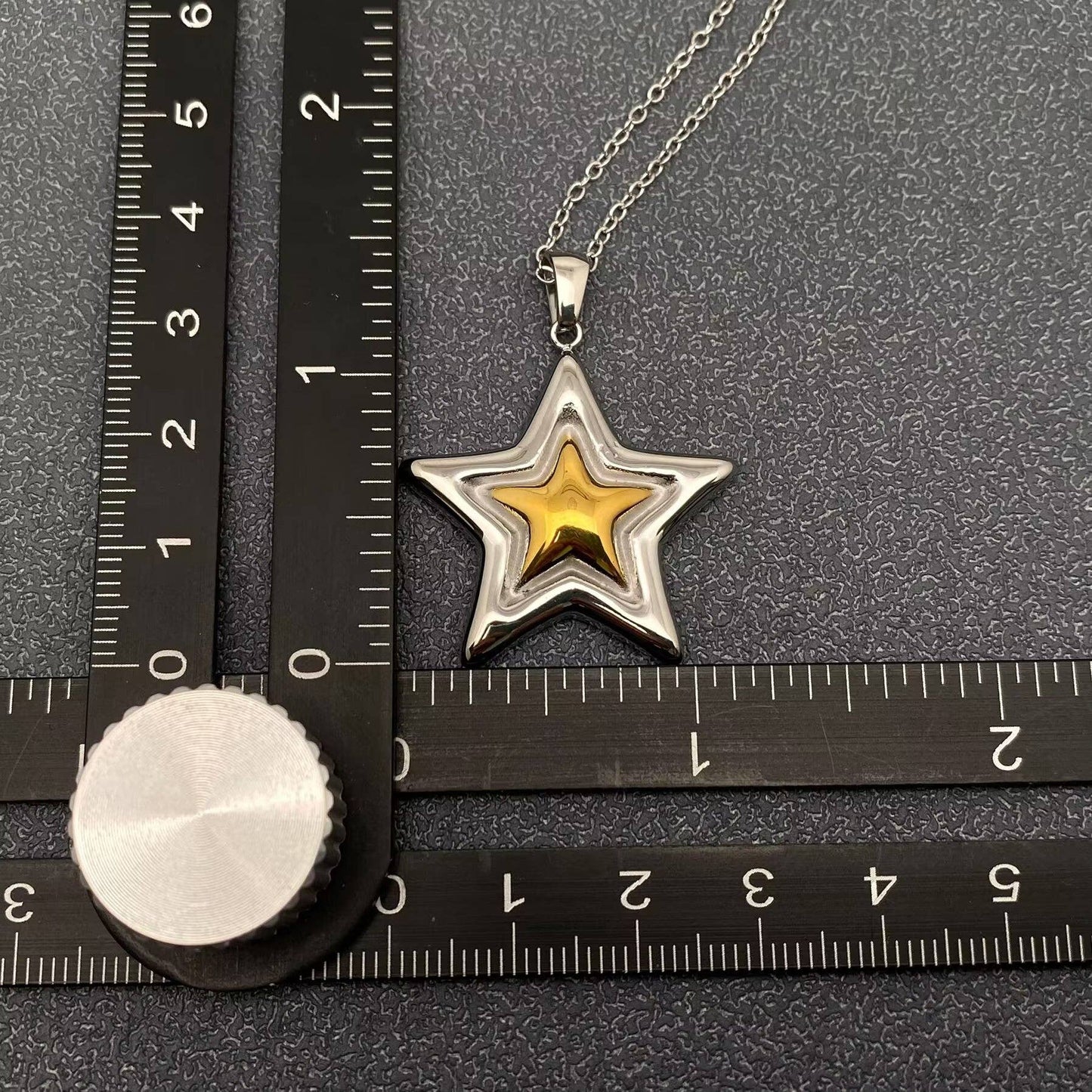 18K Gold Plated S.Steel Two Tone Star charm Necklace