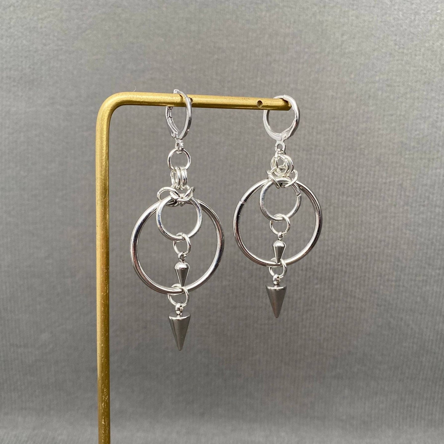 Spike & Ring Chainmail Dangle Earrings