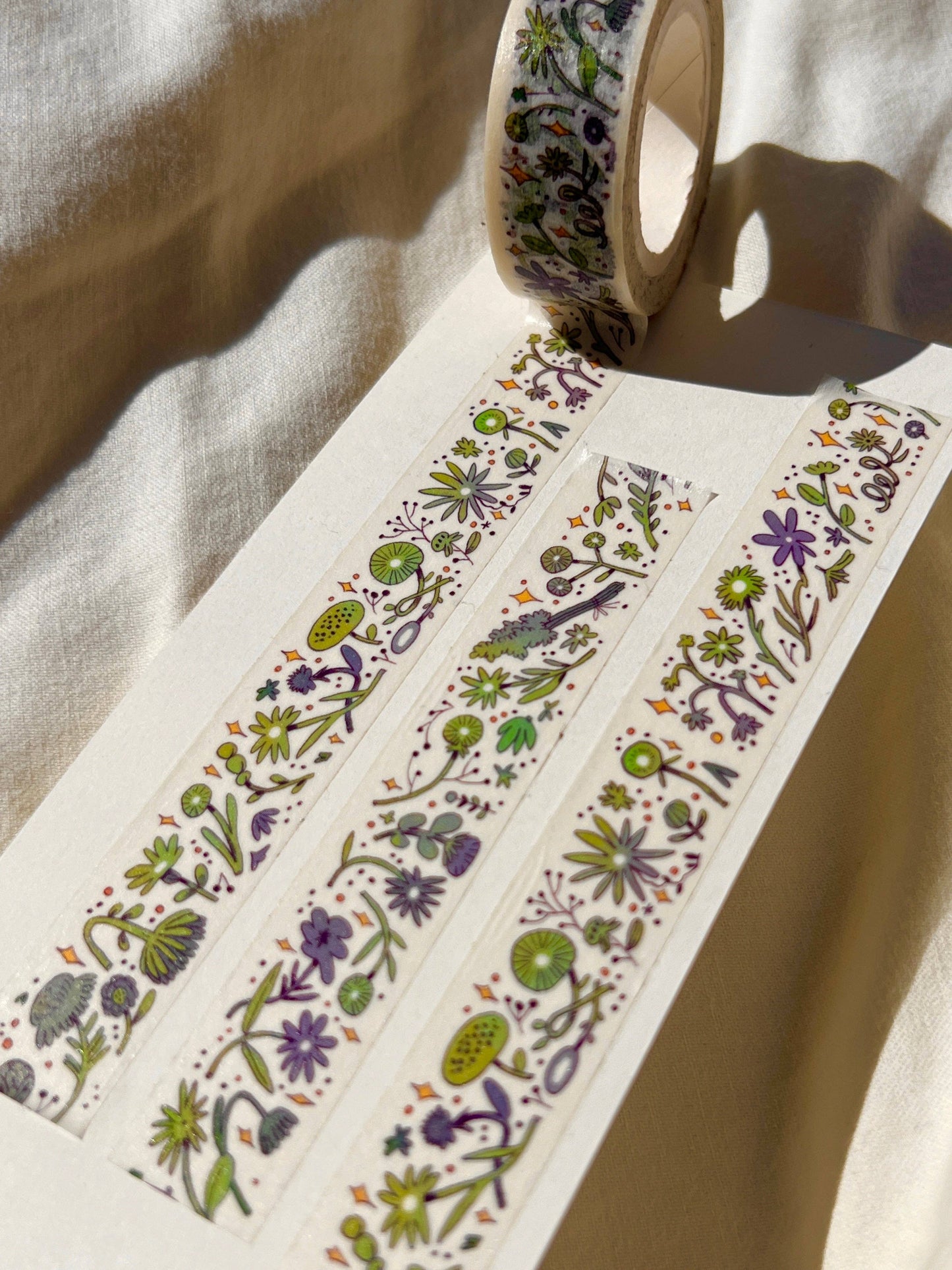 Natalie Anderson • Green and Purple Sleepy Flowers Washi Tape