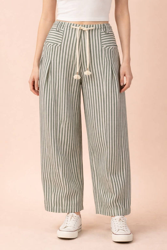 Striped Barrel Denim Pants