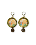 Painted Lady • Kewpie Button Dangle Earrings, Gold Color