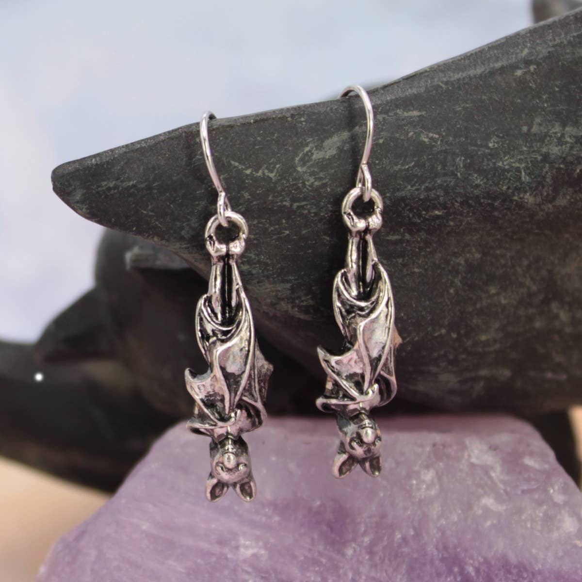 Silver Color Bat Earrings