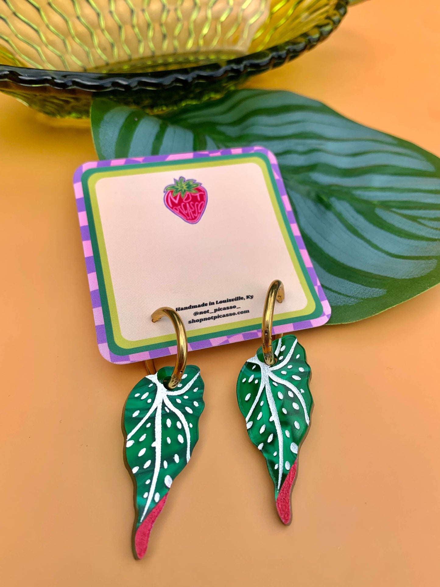 SALE • Not Picasso • Acrylic Earrings, Begonia Leaves