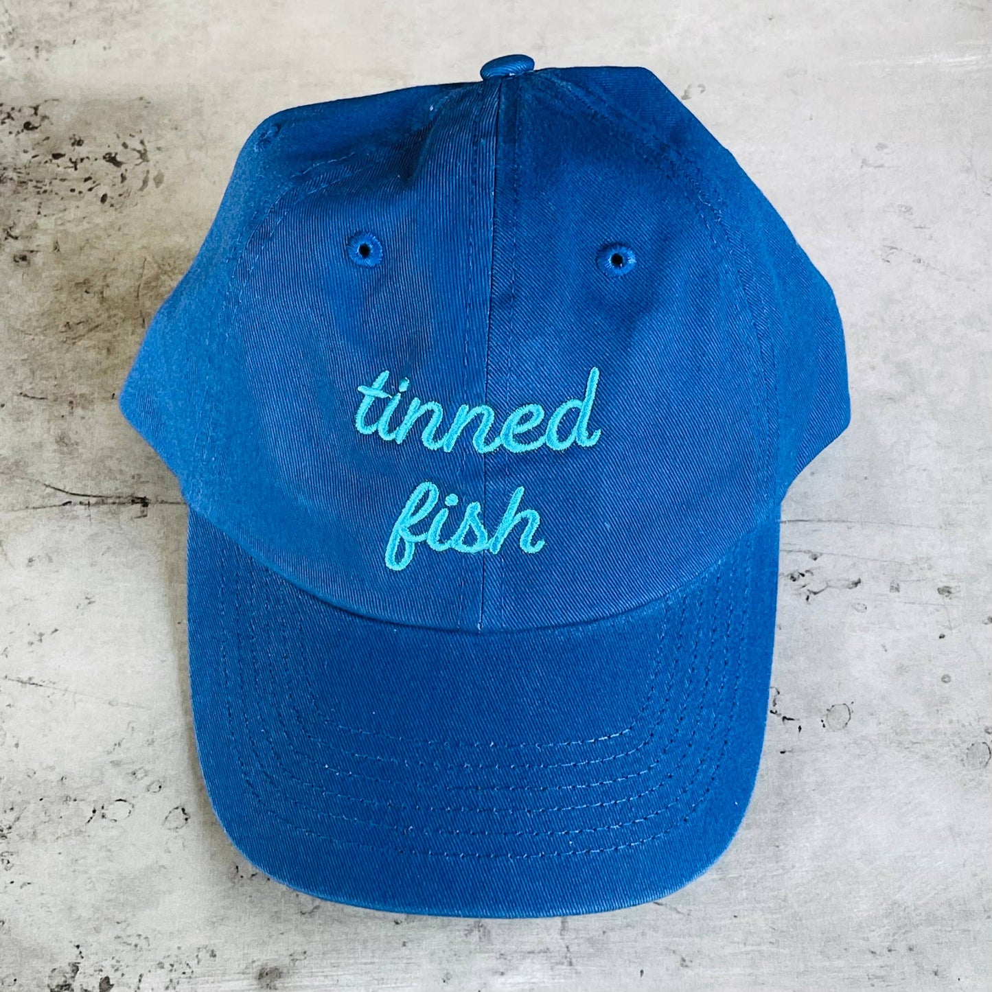 The Silver Spider • “Tinned Fish” Baseball Dad Hat, Blue
