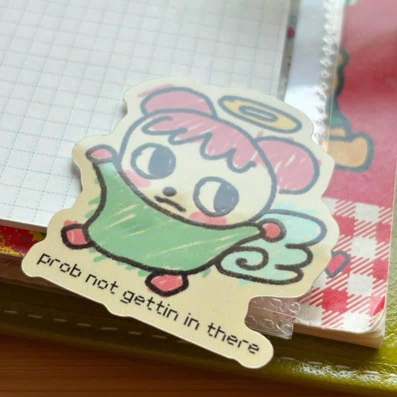 W0nkk0 • "Not Getting in There" Kawaii Angel Vinyl Sticker