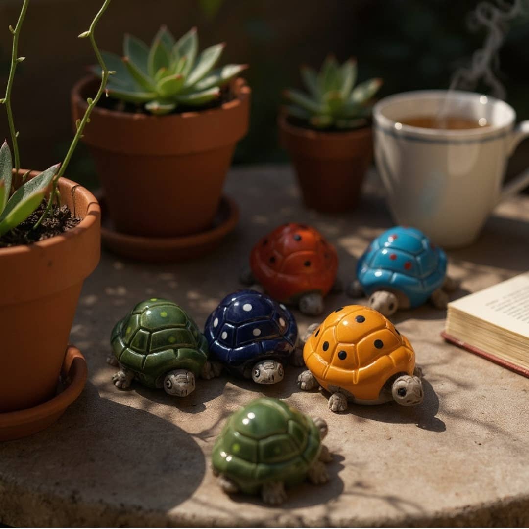 Moving Ceramic Handmade Clay Turtle Figurine