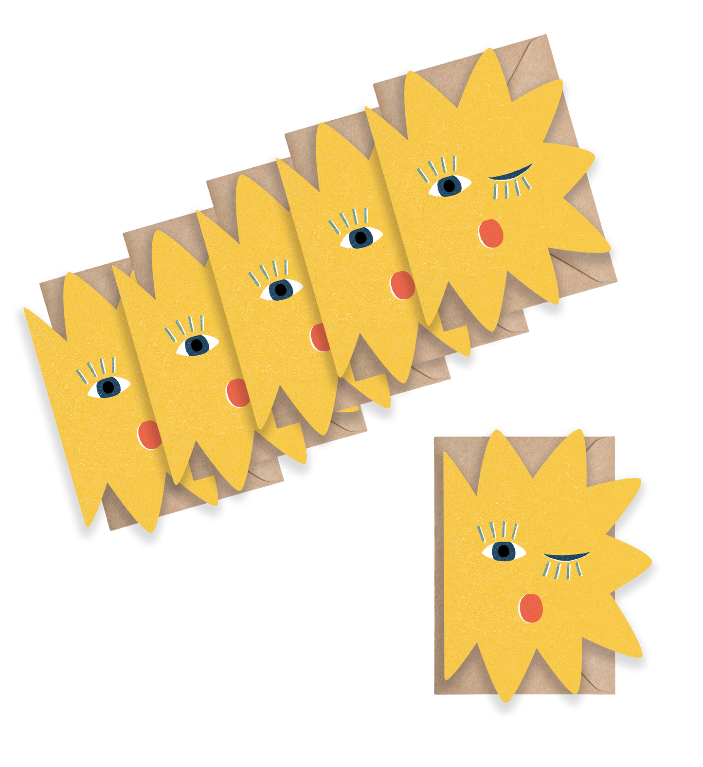 Winking Star, Mini Die-Cut Blank Greeting Cards, Box of 6