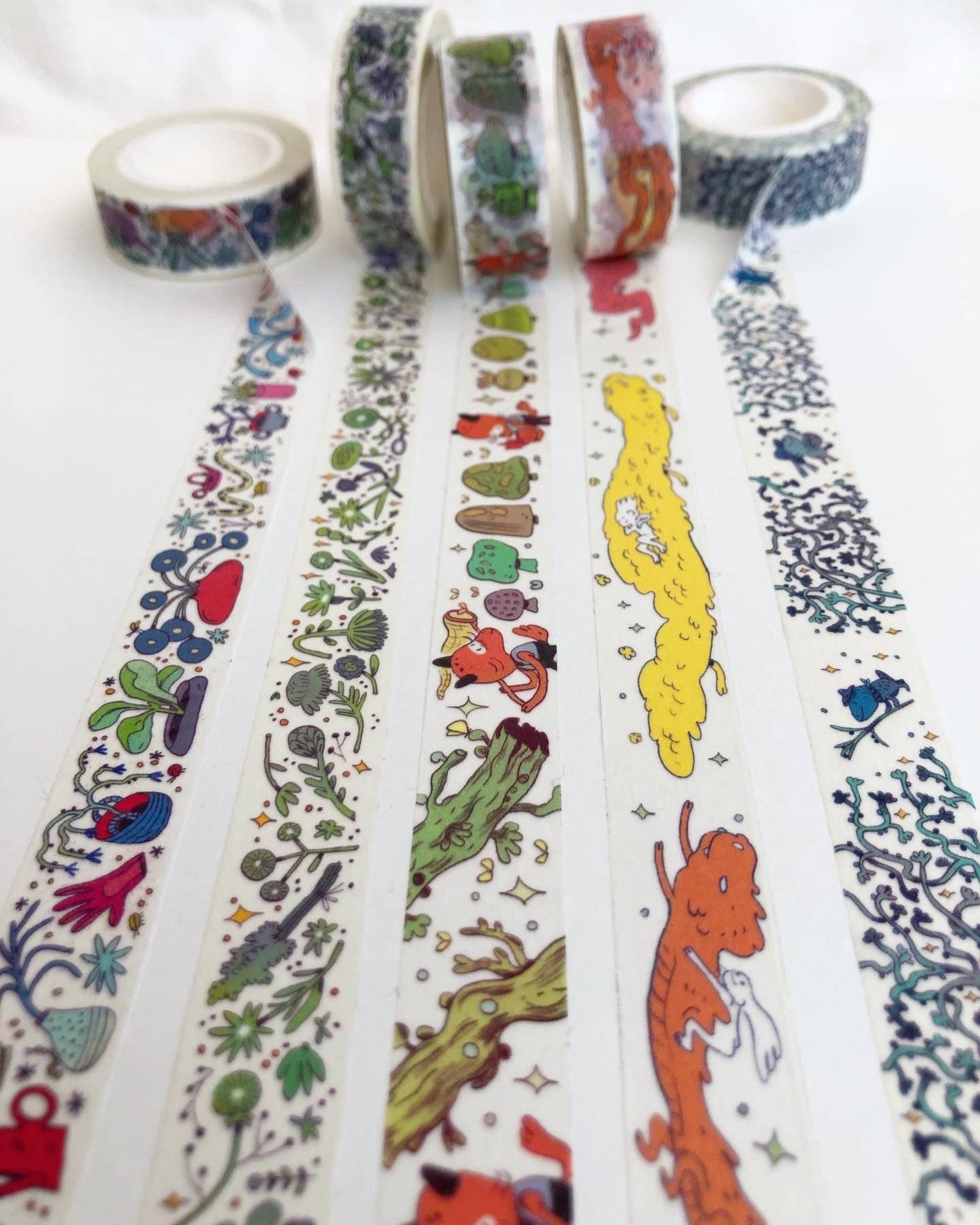 Natalie Anderson • Green and Purple Sleepy Flowers Washi Tape