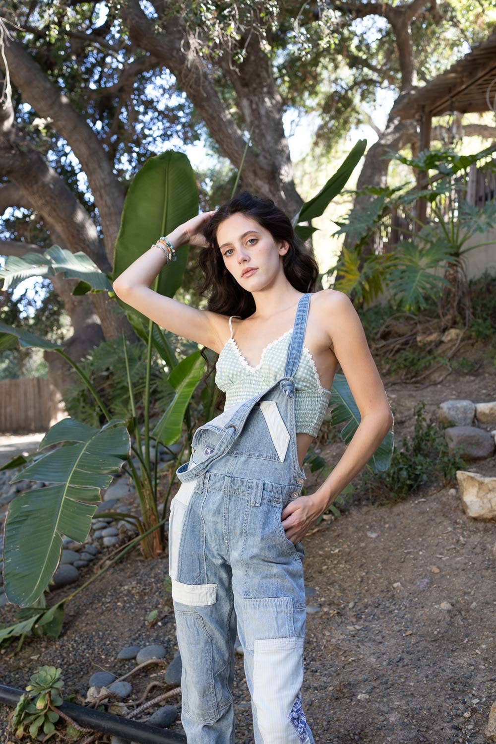 SALE • Sage, Gingham Daisy Trim Bralette
