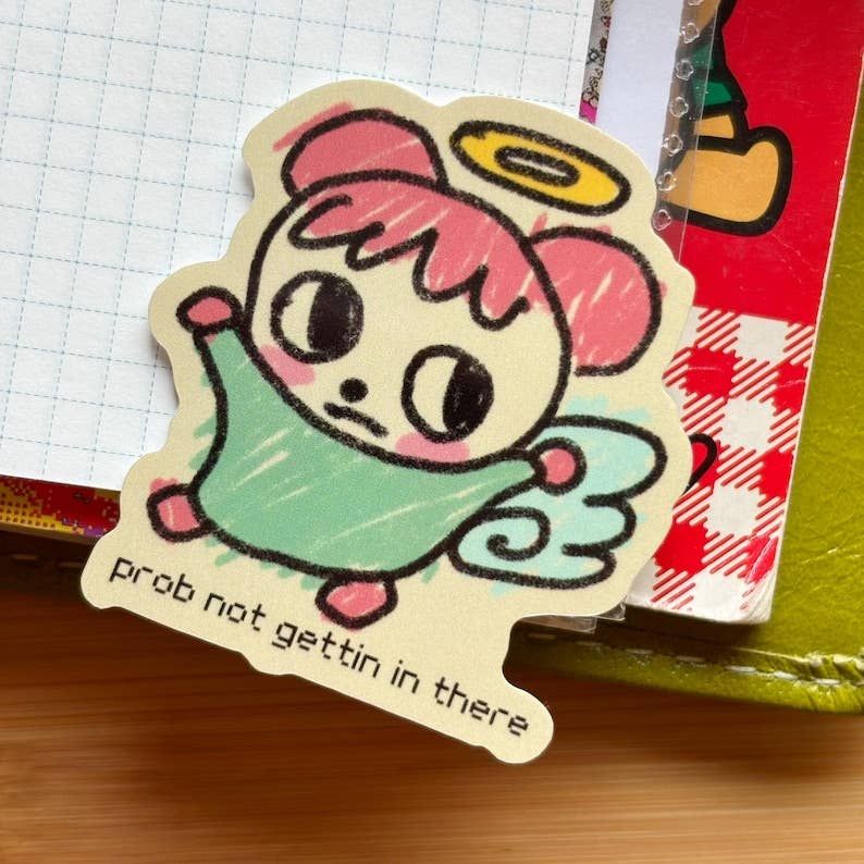 W0nkk0 • "Not Getting in There" Kawaii Angel Vinyl Sticker