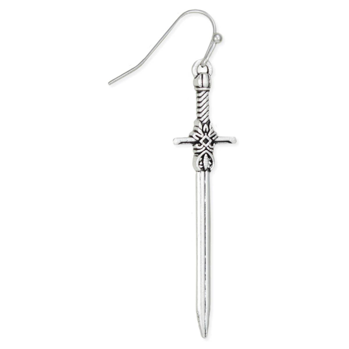 Silver Color Sword Dangle Earrings