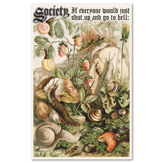 Arcane Bullshit • 11” x 17” Risograph Print, "Society" Snail Forest