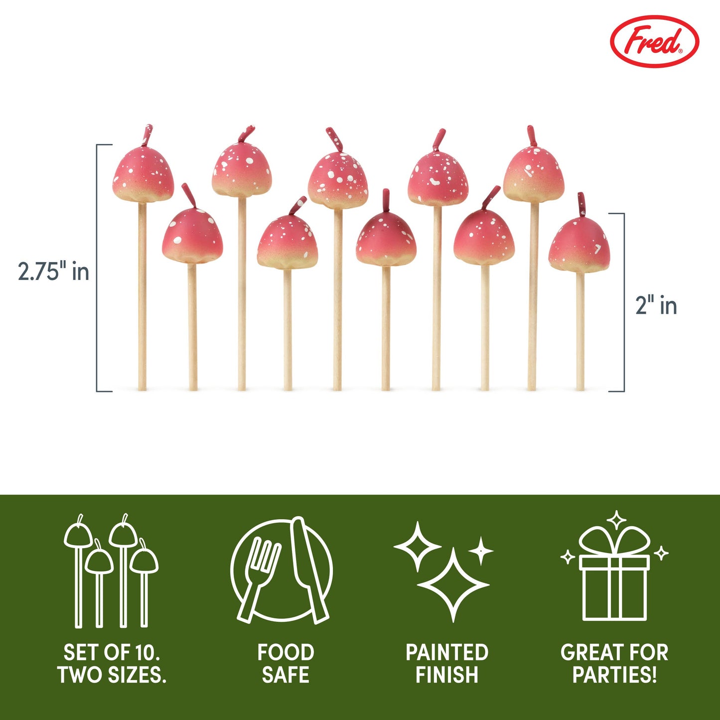Mushroom Birthday Candles, Set of 10