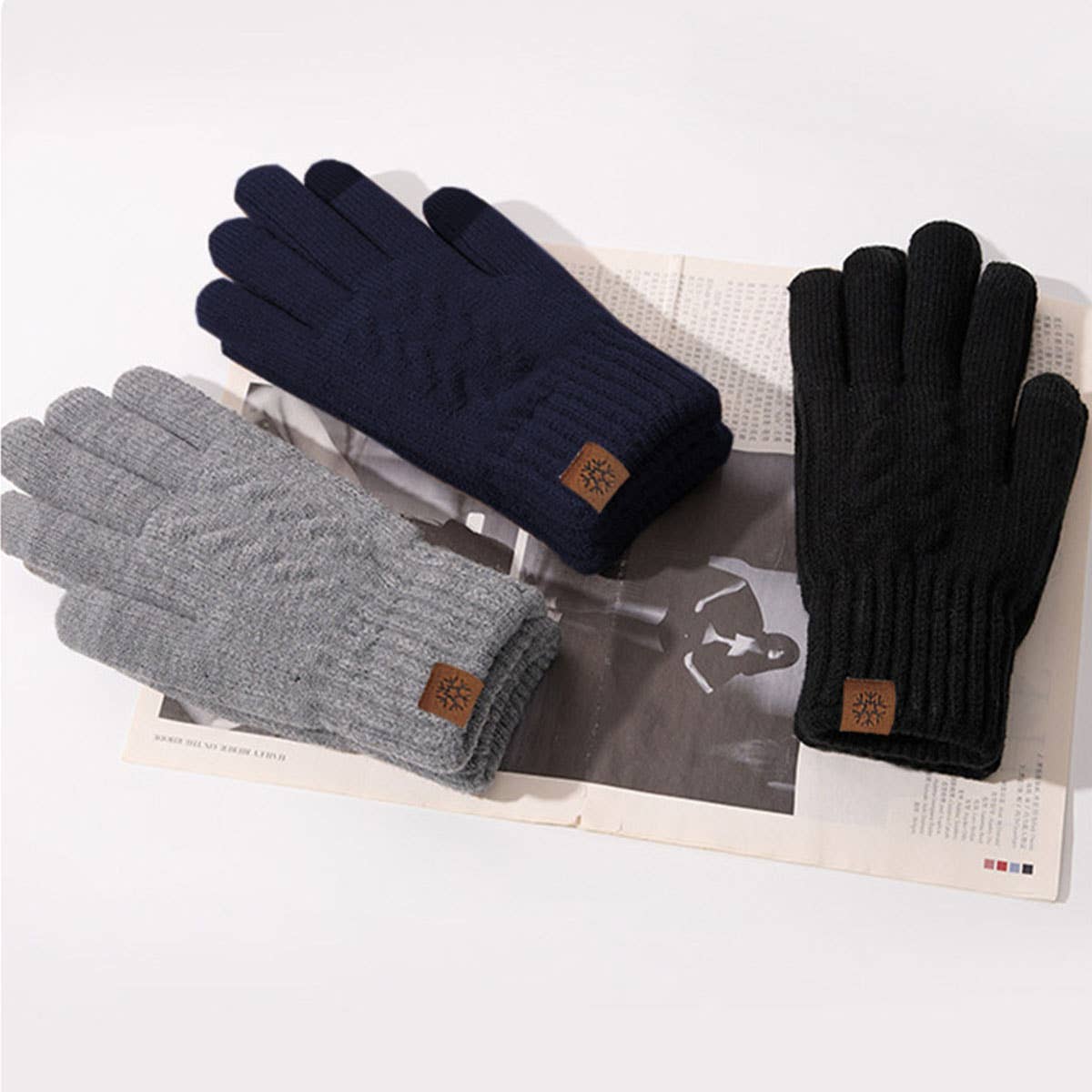 Knitted Thickened Fleece Touch Screen Gloves