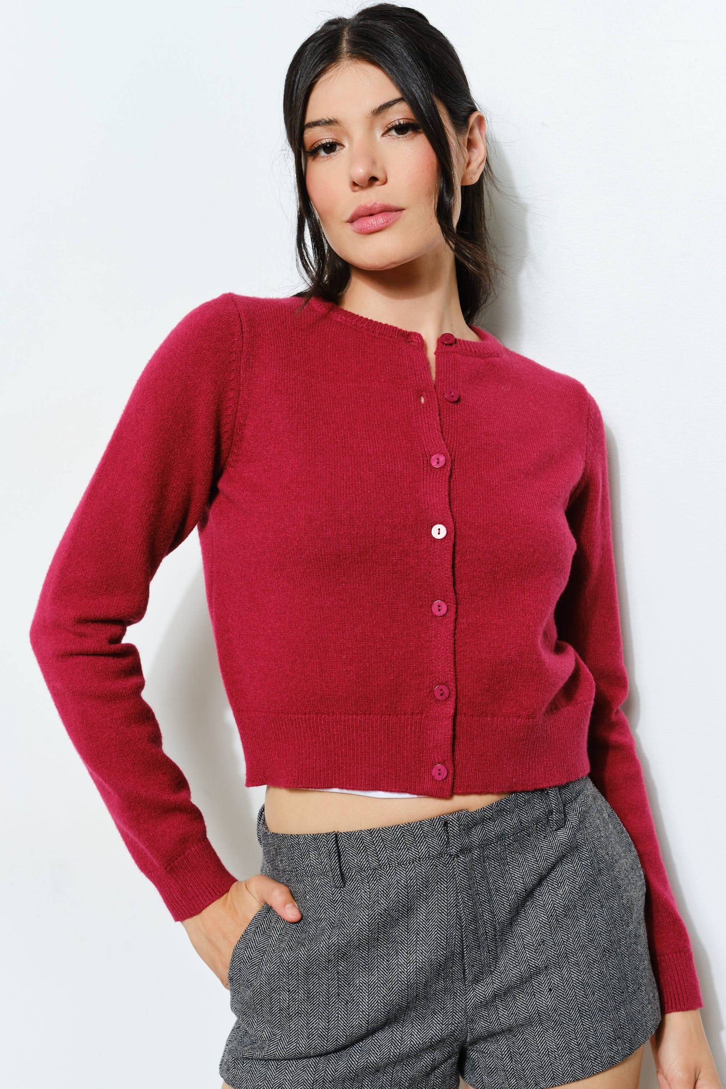 Pretty Garbage • Amelia Cozy-Cute Burgundy Knit Cardigan
