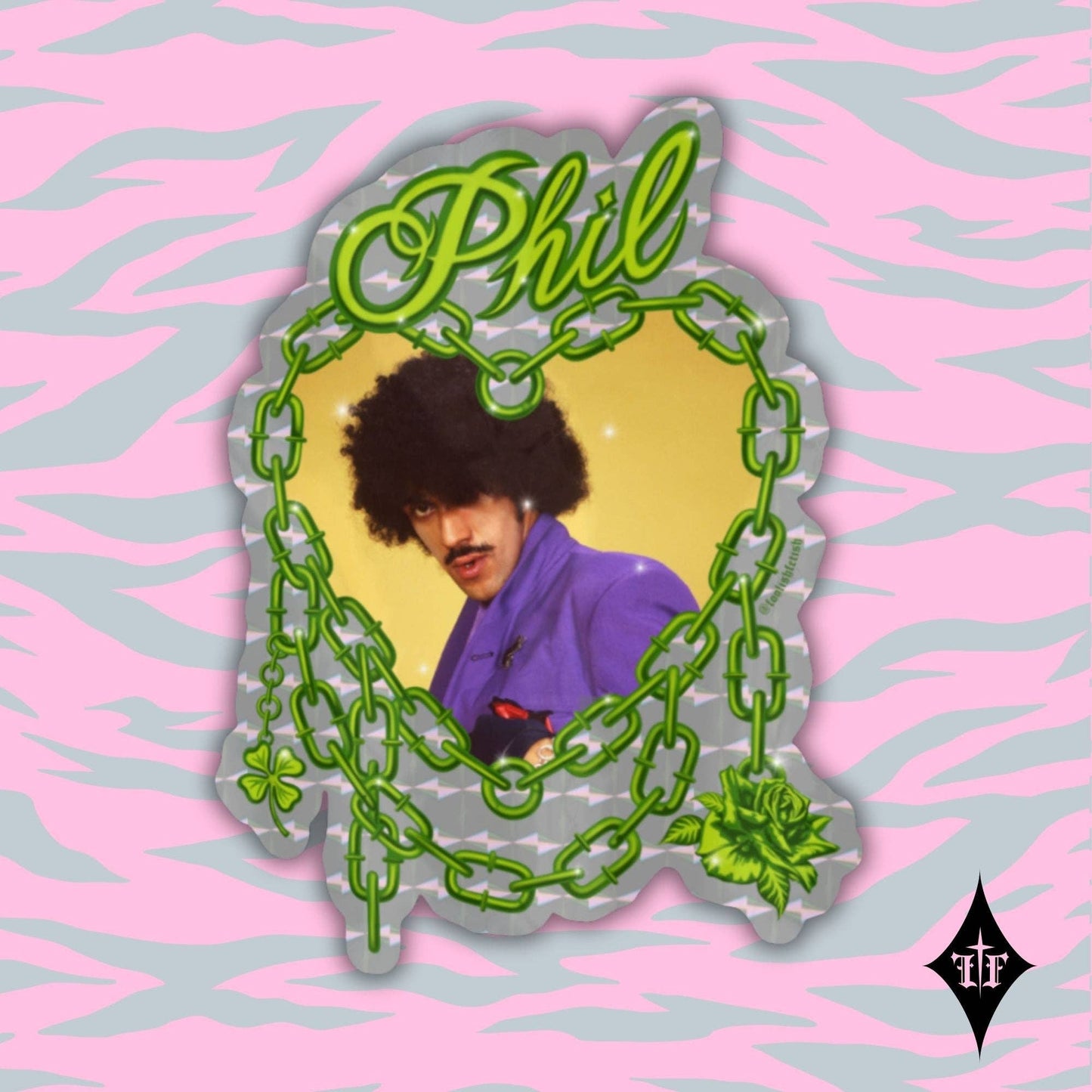Foolish Fetish • Phil Love Thin Lizzy Holographic Chain Heart Sticker