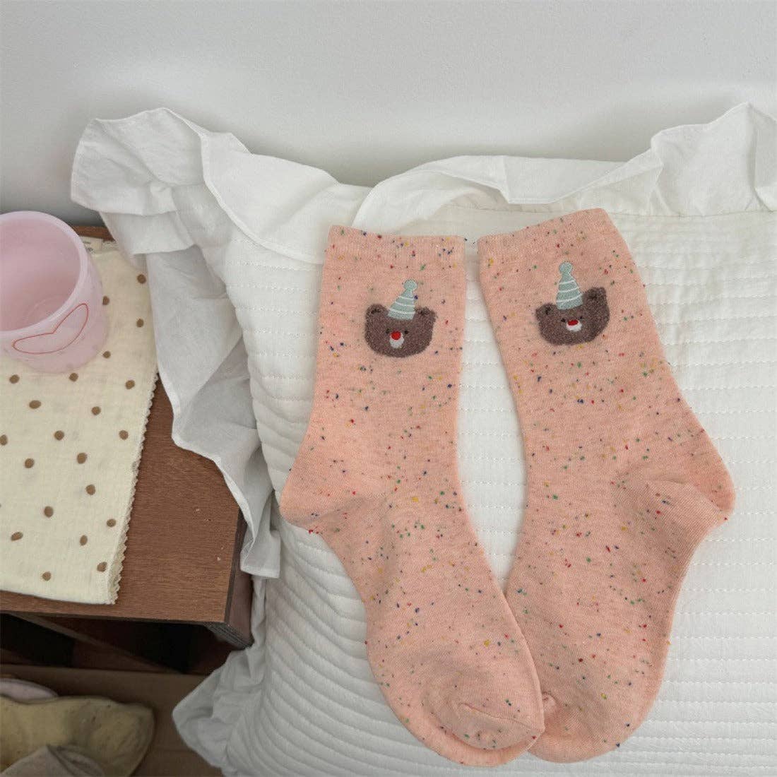 Cartoon Bear Birthday Hat Socks