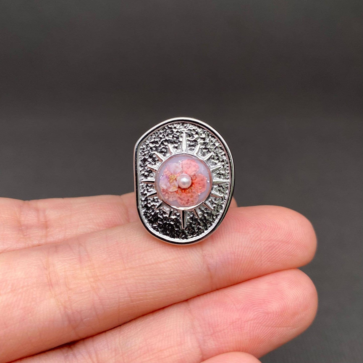 Multiple Styles Dried Flowers Stainless Steel Ring