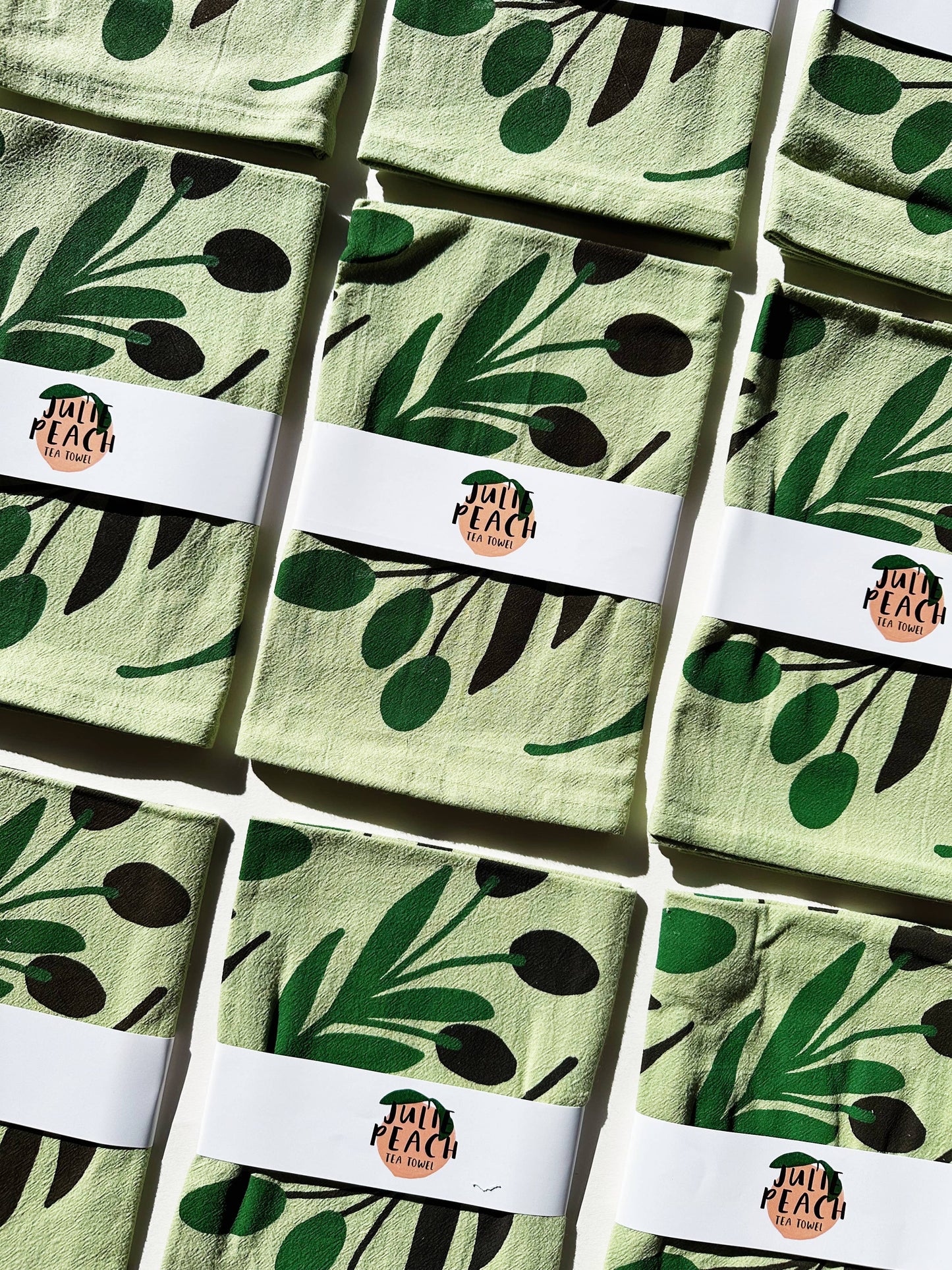 Julie Peach • Tea Towel, Sage Green Olive Toss