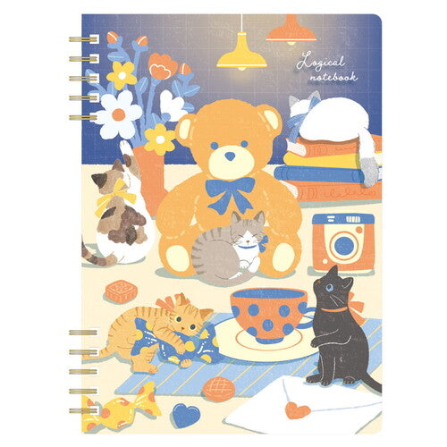Nakabayashi • Kitty Cat Spiral W-Notebooks, Imported Japan